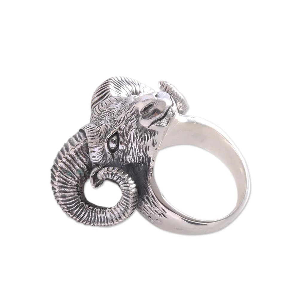 Ram Gaze Sterling Silver Ring - Image 4