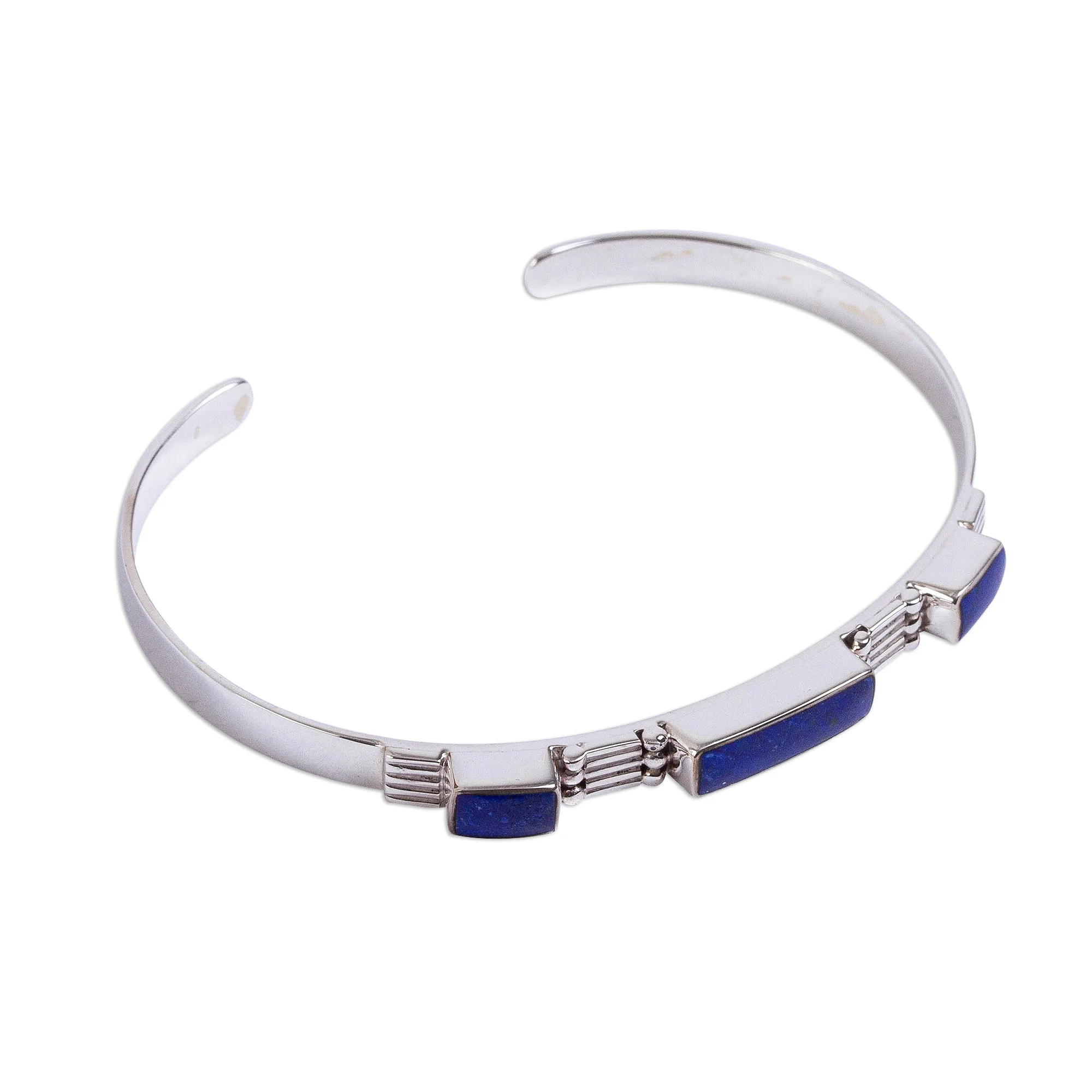 Rectangular Blue Taxco Lapis Lazuli Cuff Bracelet from Mexico - Image 4