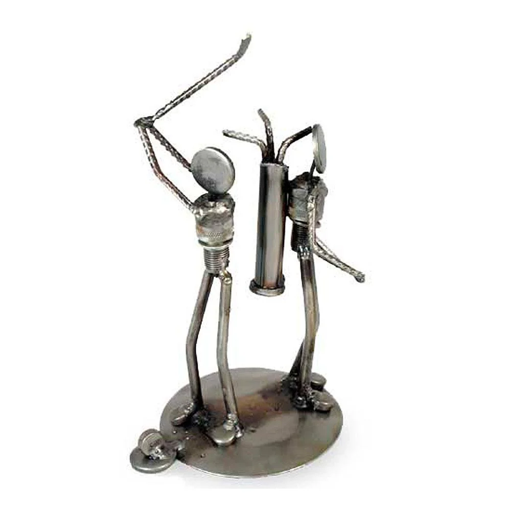 Recycled Iron Golfer Sculpture - Image 2