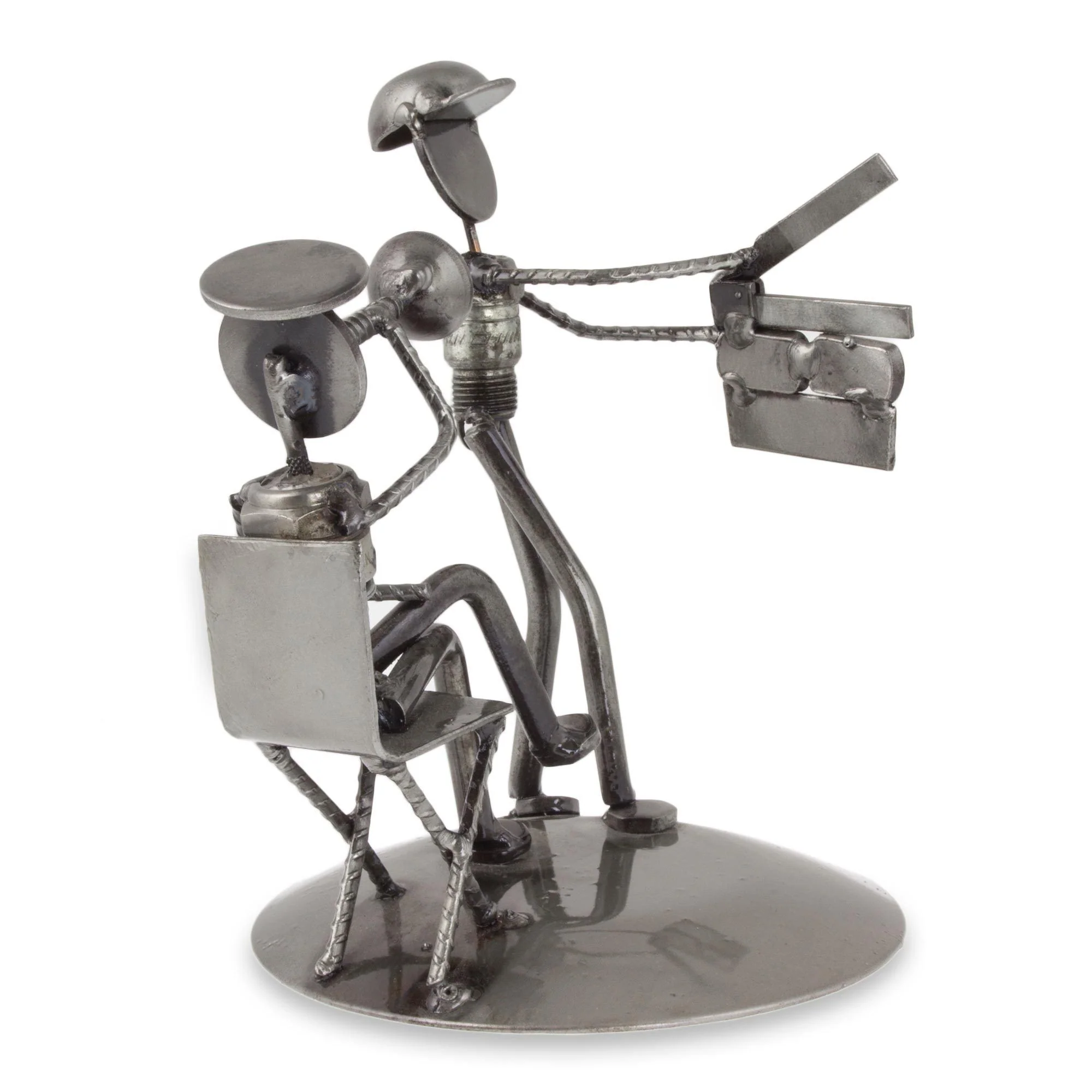 Recycled Metal Rustic Film Director Sculpture - Image 3