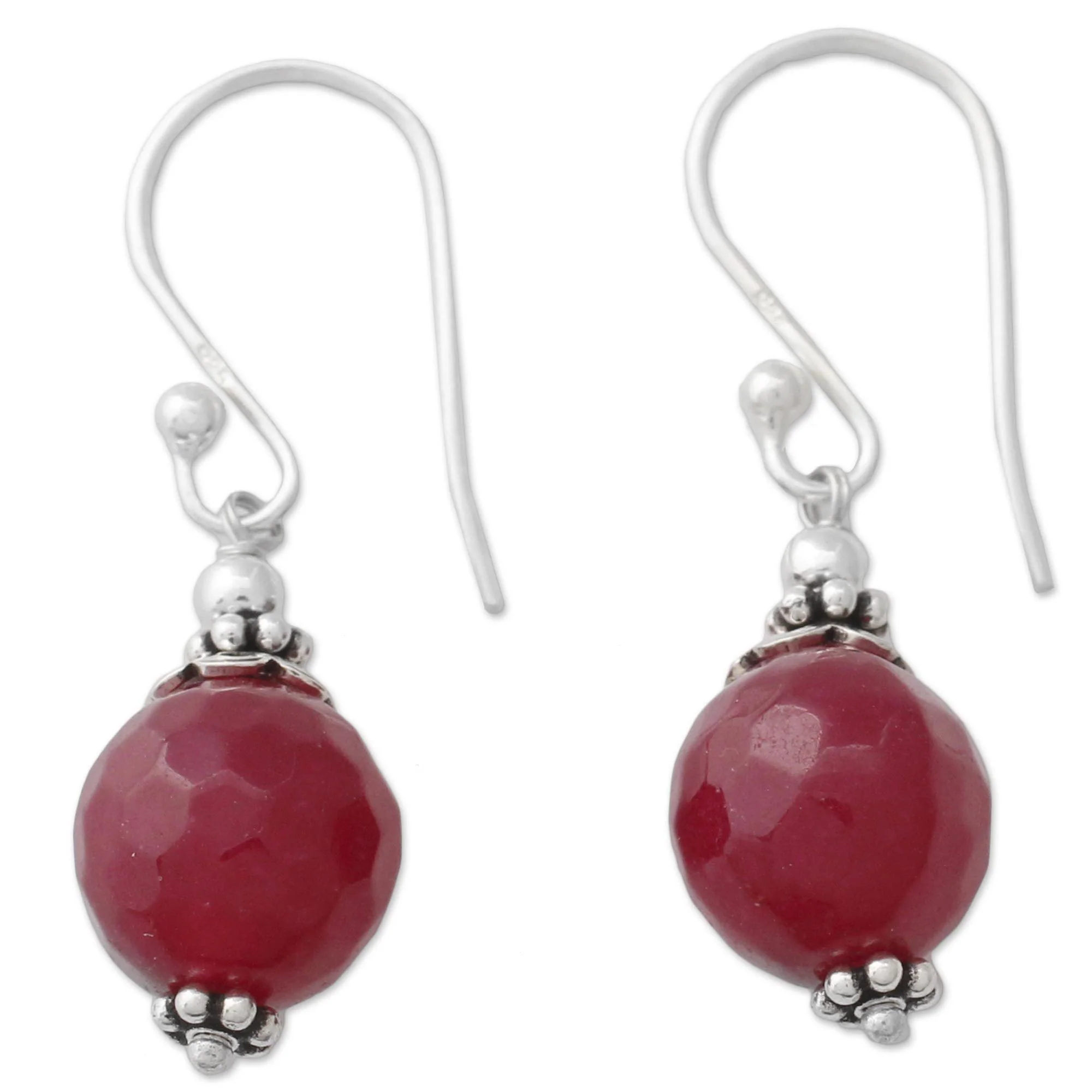 Red Agate & Sterling Silver Drop Earrings - Image 2
