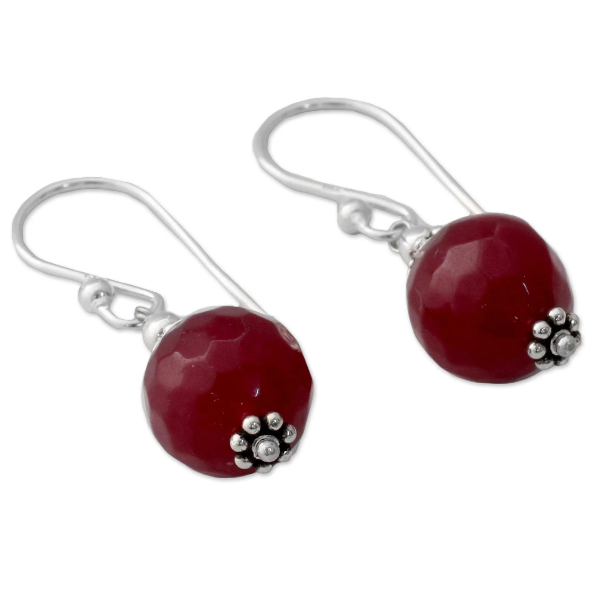 Red Agate & Sterling Silver Drop Earrings - Image 3