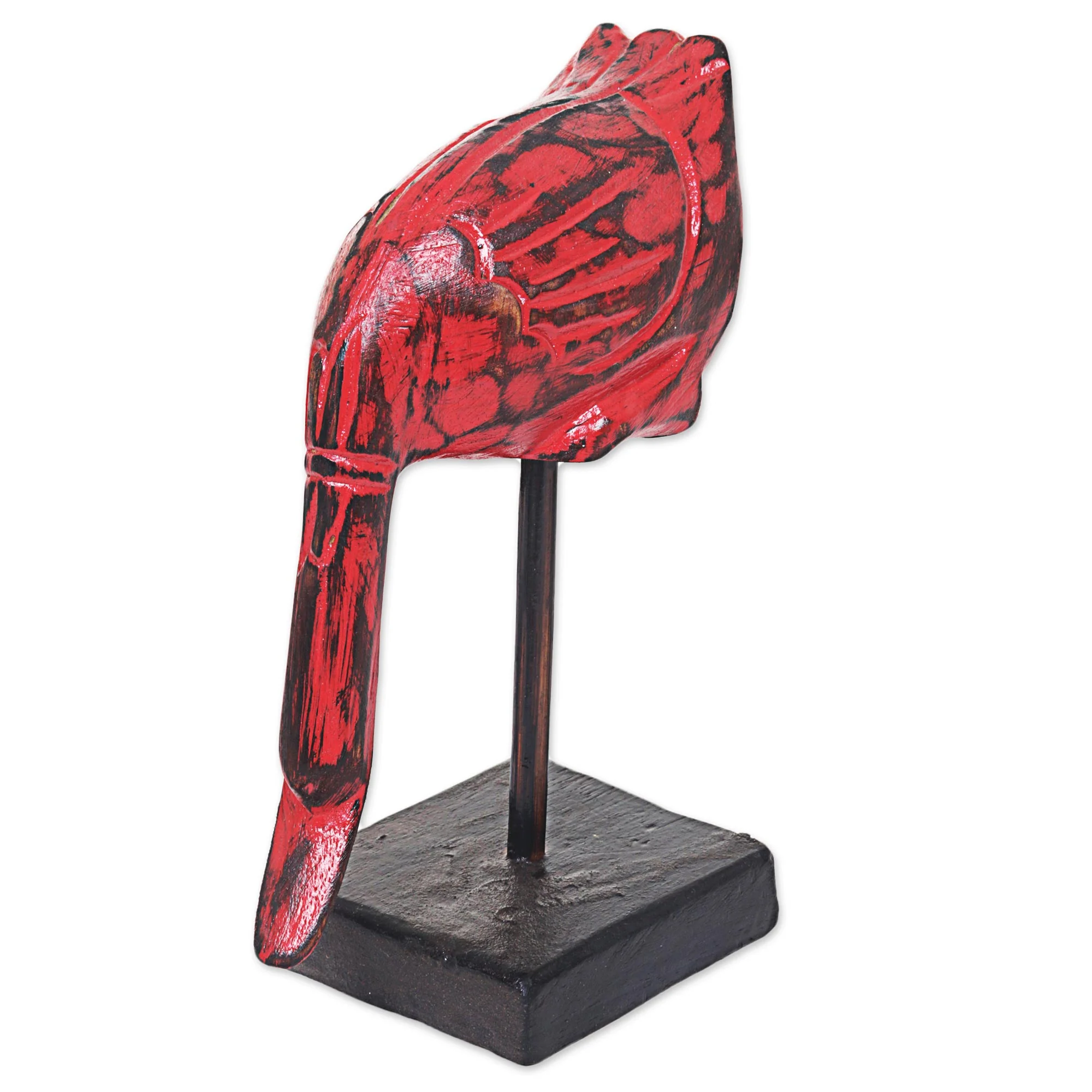 Red Duck Hand Carved Wood Sculpture of a Red Duck from Indonesia - Image 5