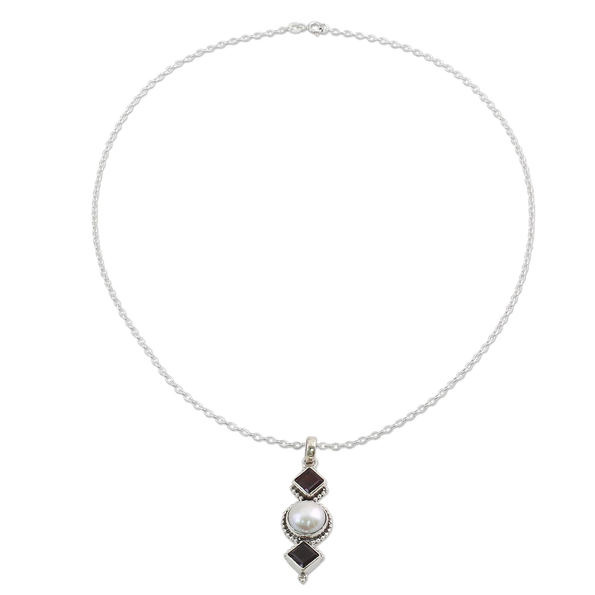 Red Guardians Garnet & Pearl Necklace - Image 2