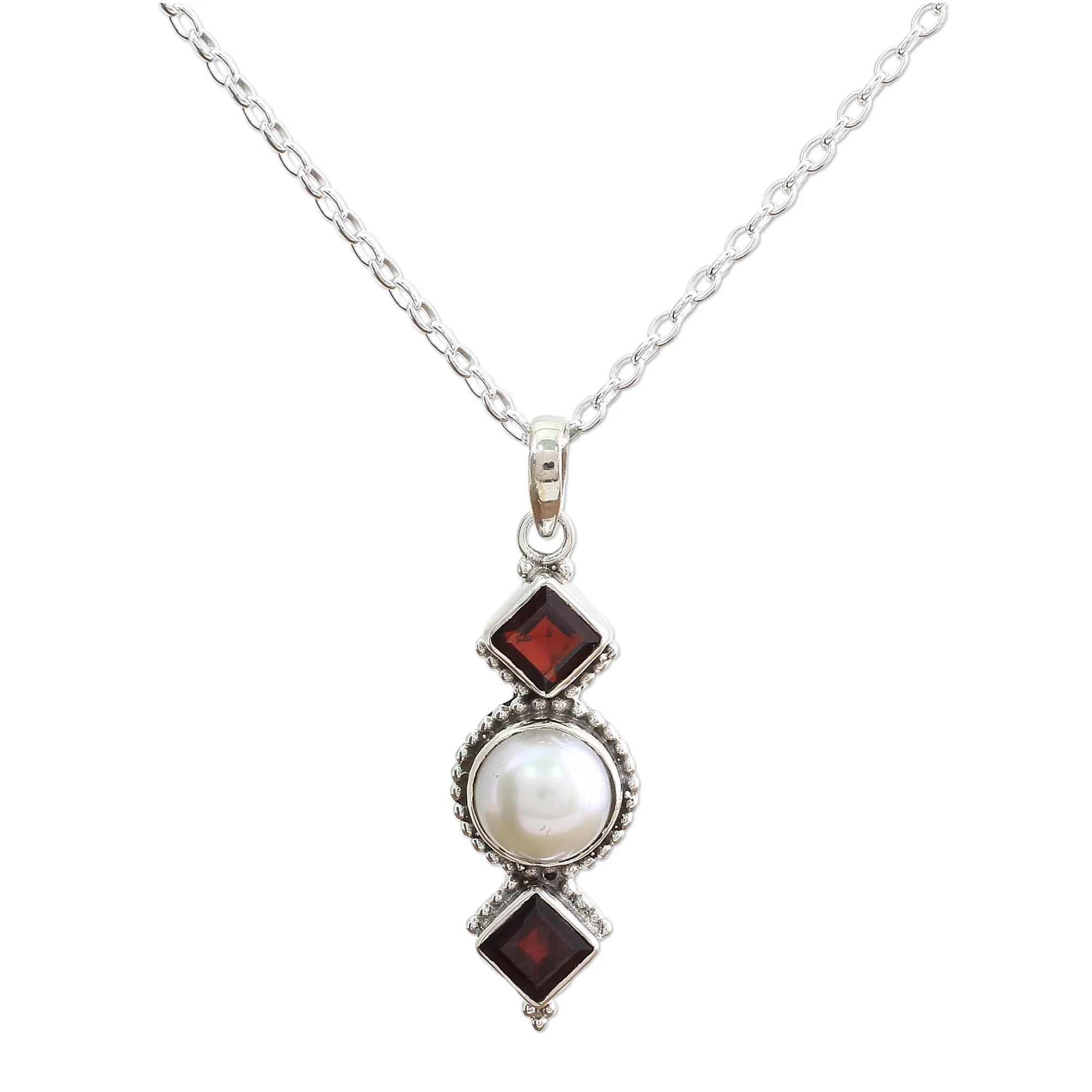 Red Guardians Garnet & Pearl Necklace - Image 5
