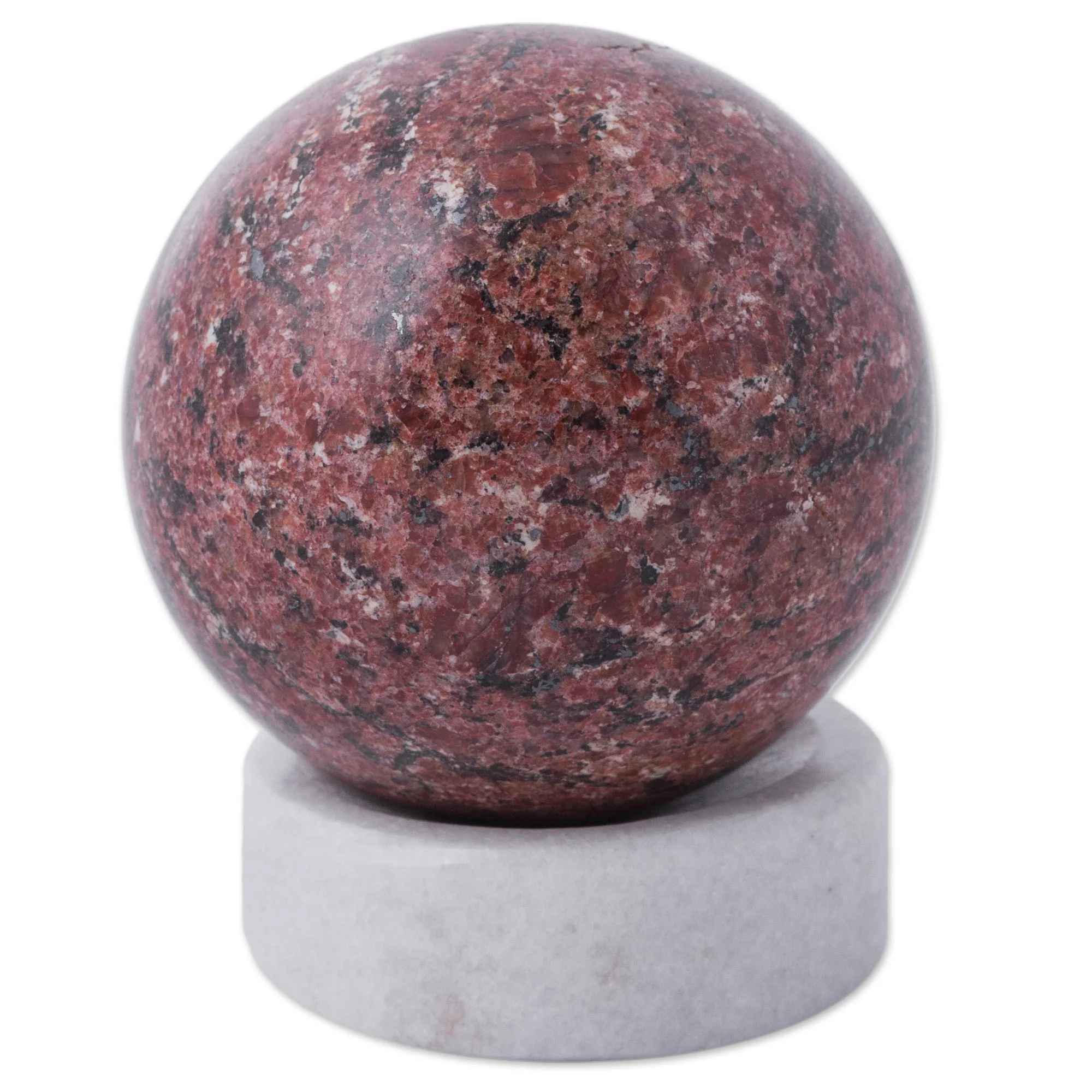 Red Planet Handcrafted Rhodochrosite Gemstone Sphere and Stand - Image 2