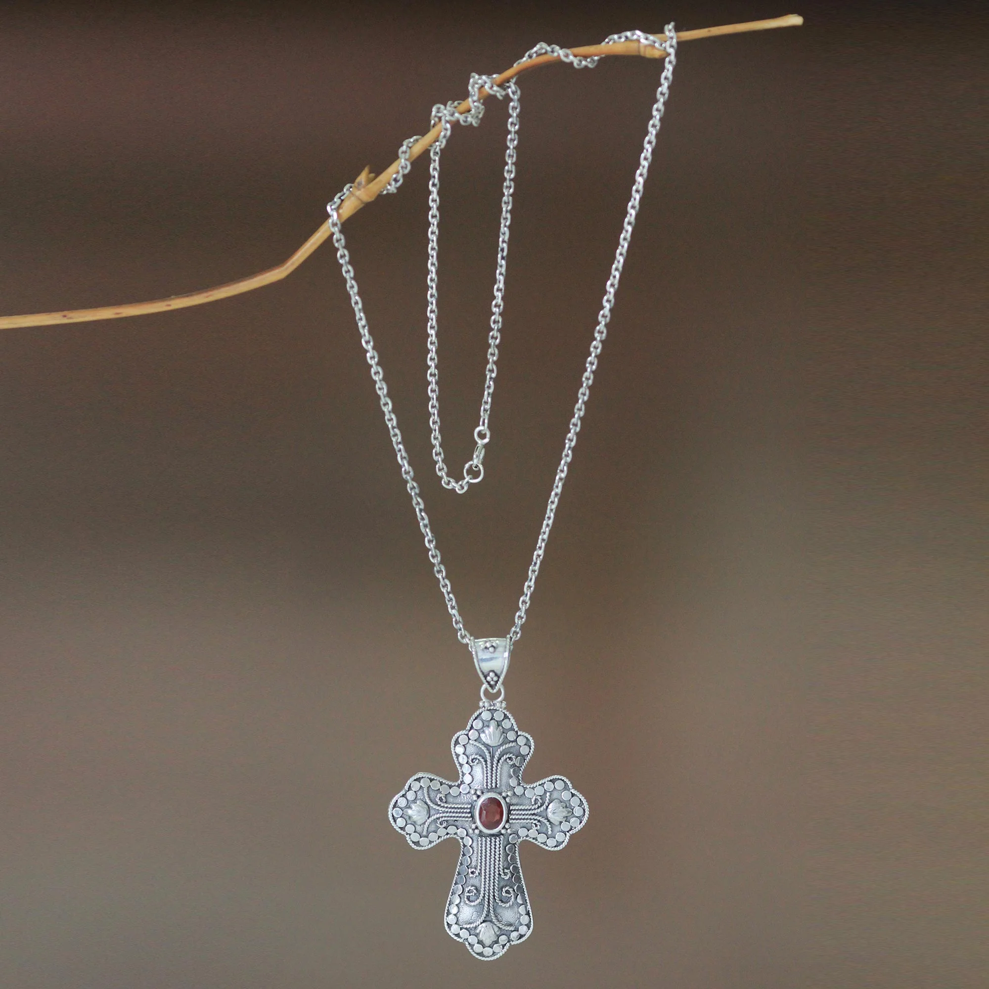 Redemption Garnet cross necklace - Image 3