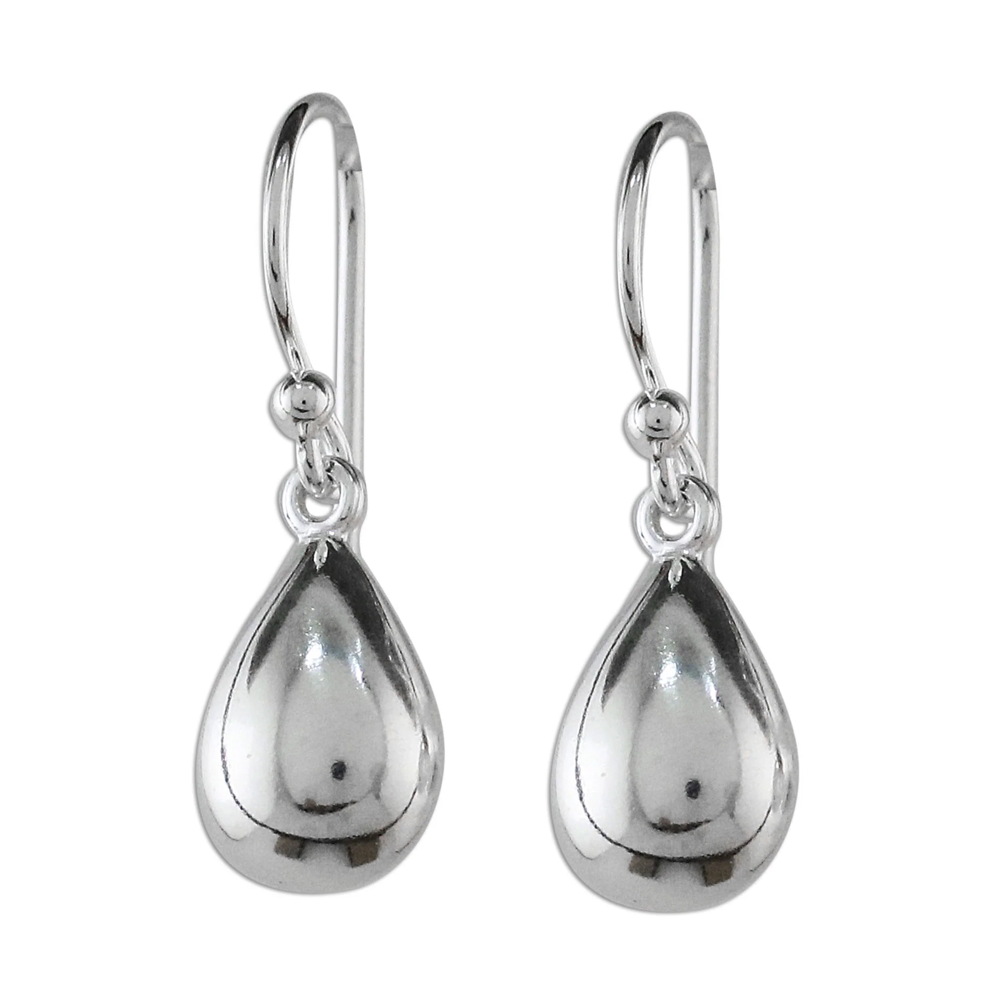 Reflective Drops High-Polish Sterling Silver Dangle Earrings from Thailand - Image 2