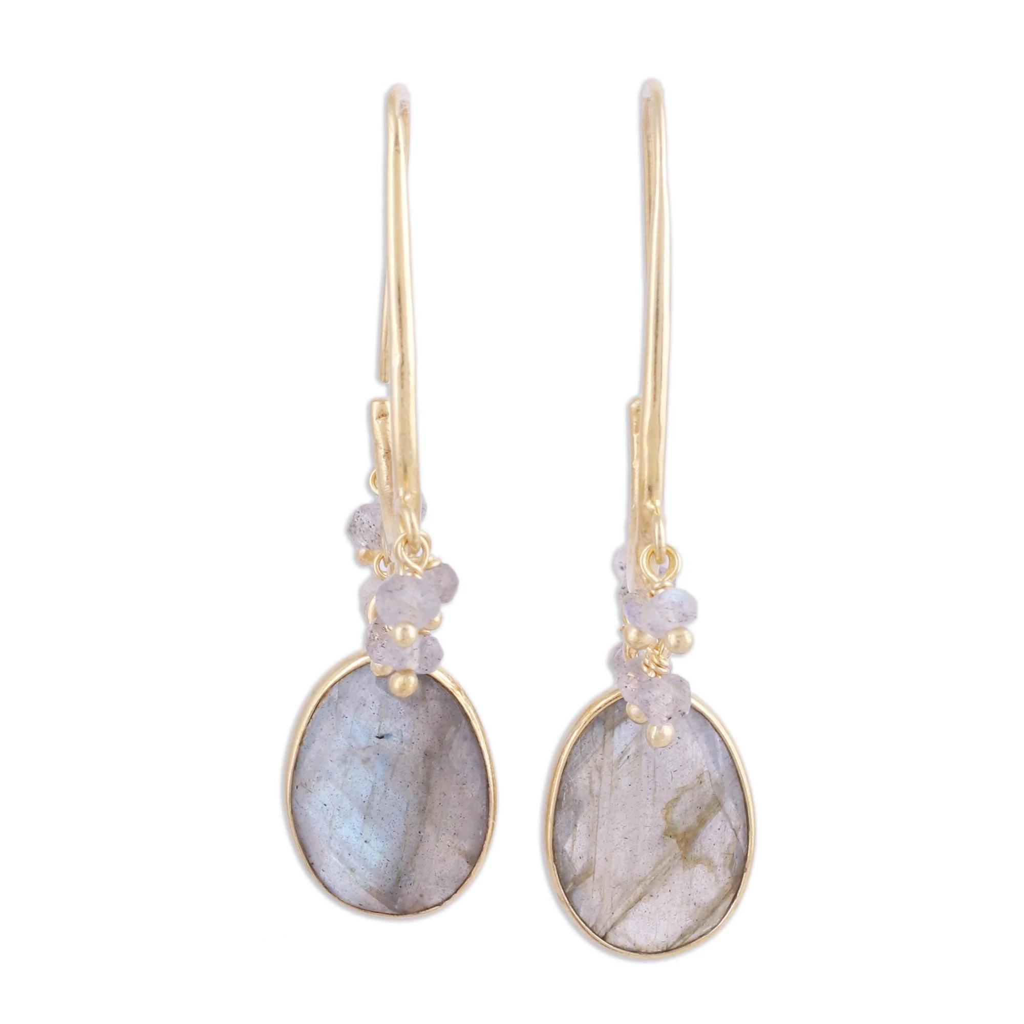 Regal Beauty Gold Plated 13 Carat Labradorite Dangle Earrings - Image 5
