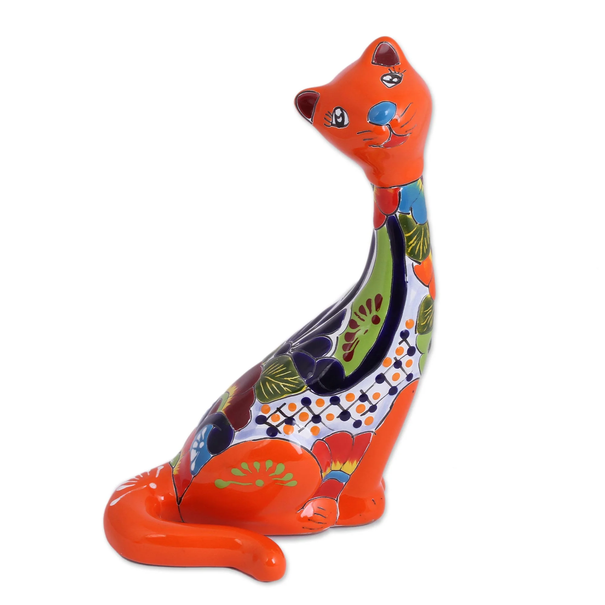 Regal Cat Hand-Painted Ceramic Cat Sculpture from Mexico - Image 2