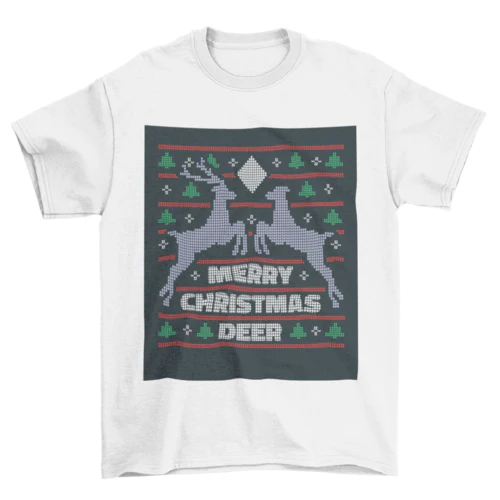 Reindeer Christmas Sweater T-Shirt - Image 2