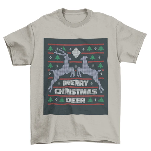 Reindeer Christmas Sweater T-Shirt - Image 3