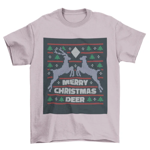 Reindeer Christmas Sweater T-Shirt - Image 4