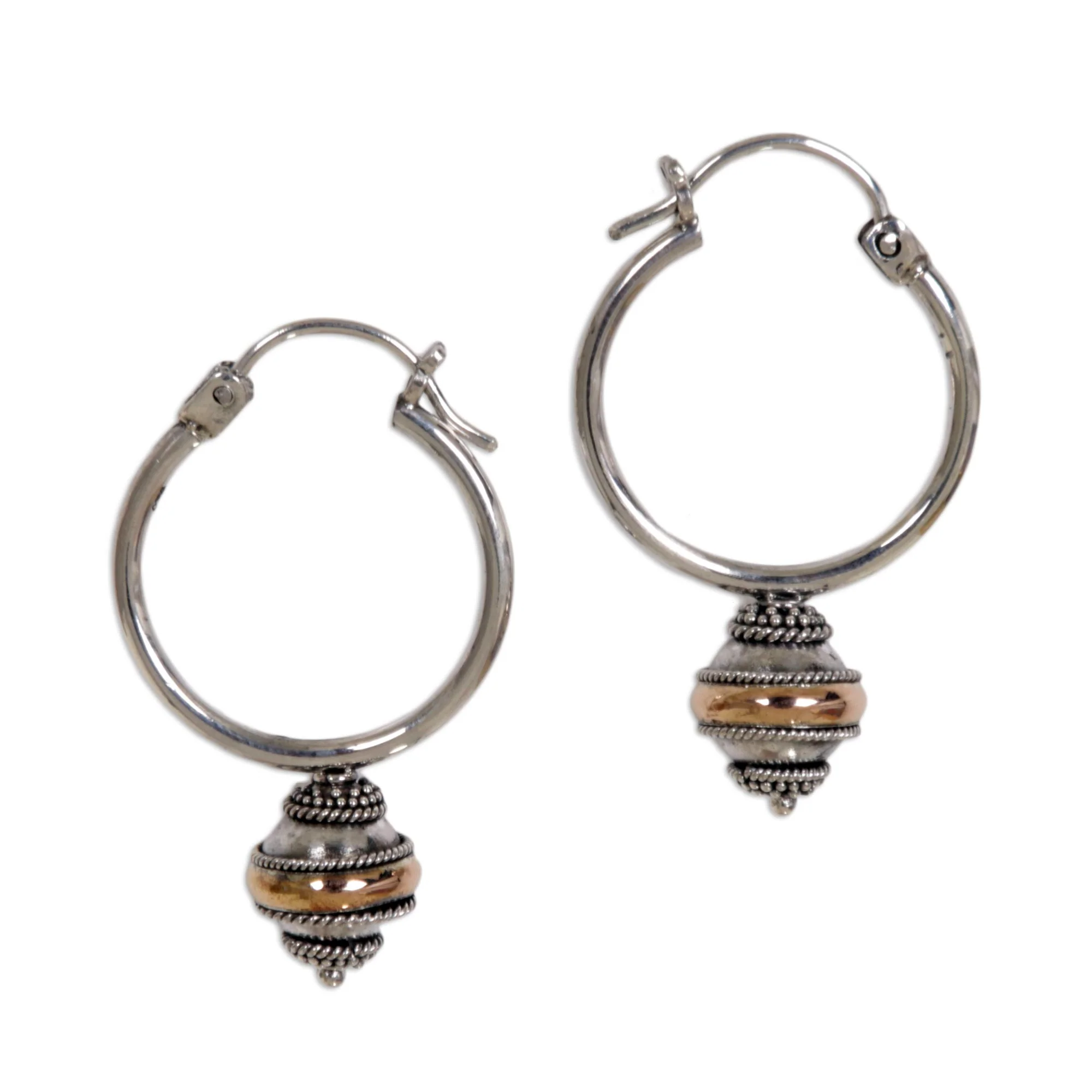Reminisce Sterling Silver & Gold Plated Hoop Earrings - Image 2