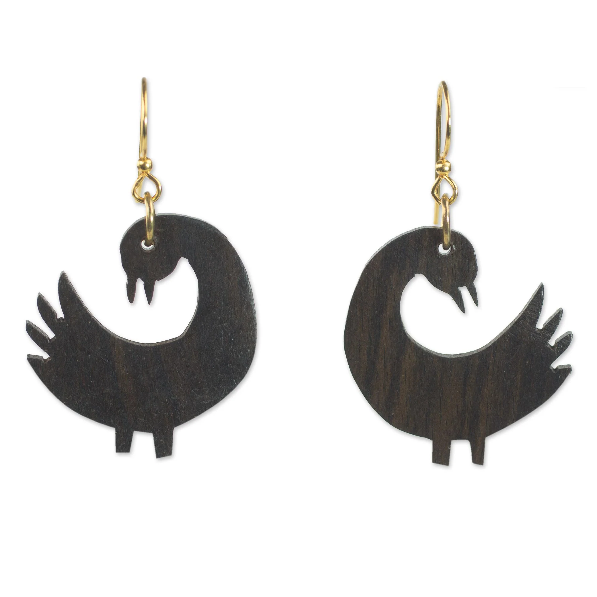 Returning Birds Handmade Sese Wood Bird-Themed Dangle Earrings from Ghana - Image 2