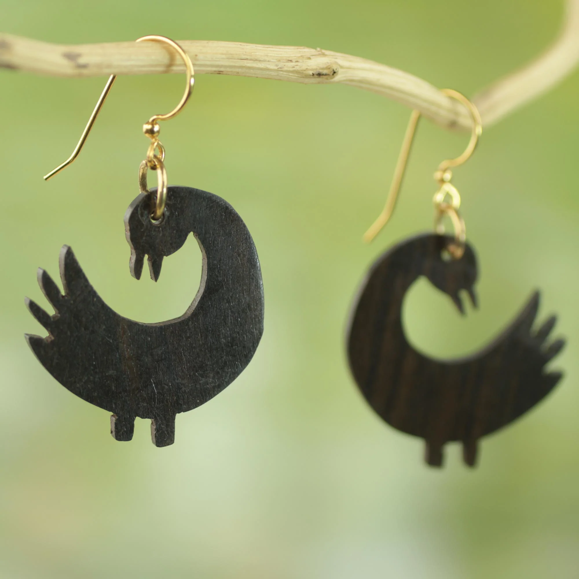 Returning Birds Handmade Sese Wood Bird-Themed Dangle Earrings from Ghana - Image 3