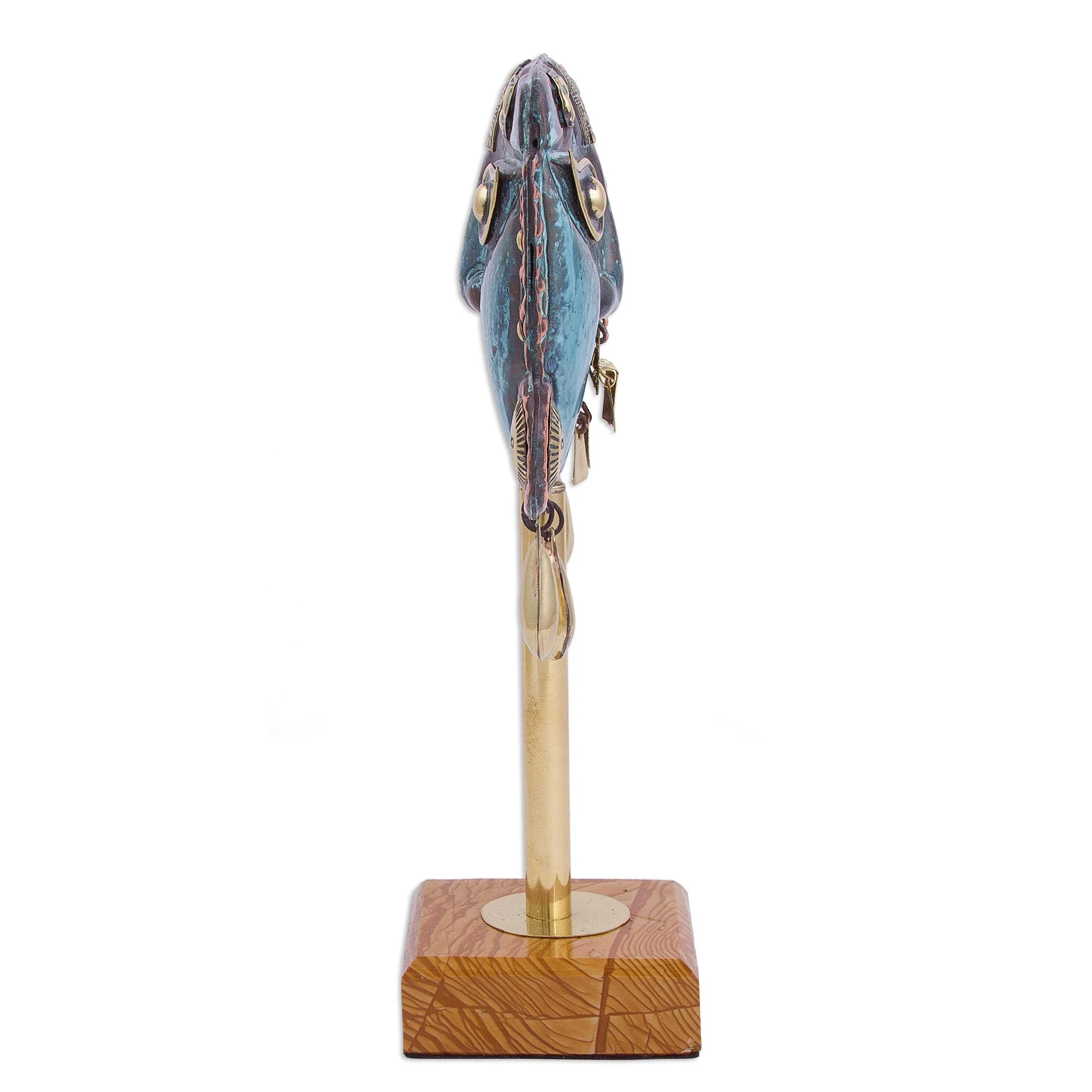 Reverent Oxidized Copper Decorative Funeral Mask Statuette - Image 4