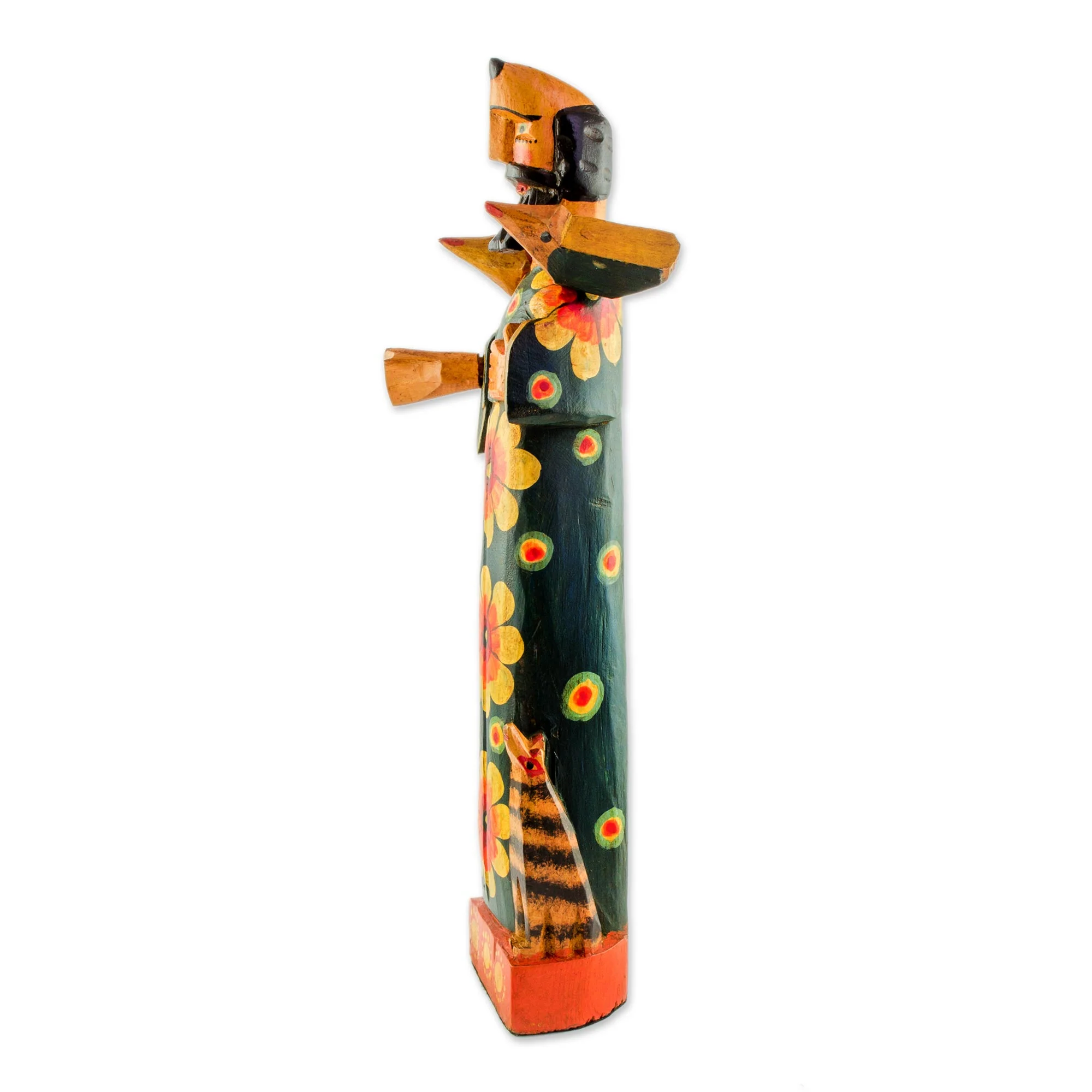 Reverent Saint Hand Painted Pinewood Sculpture of Saint Francis - Image 4