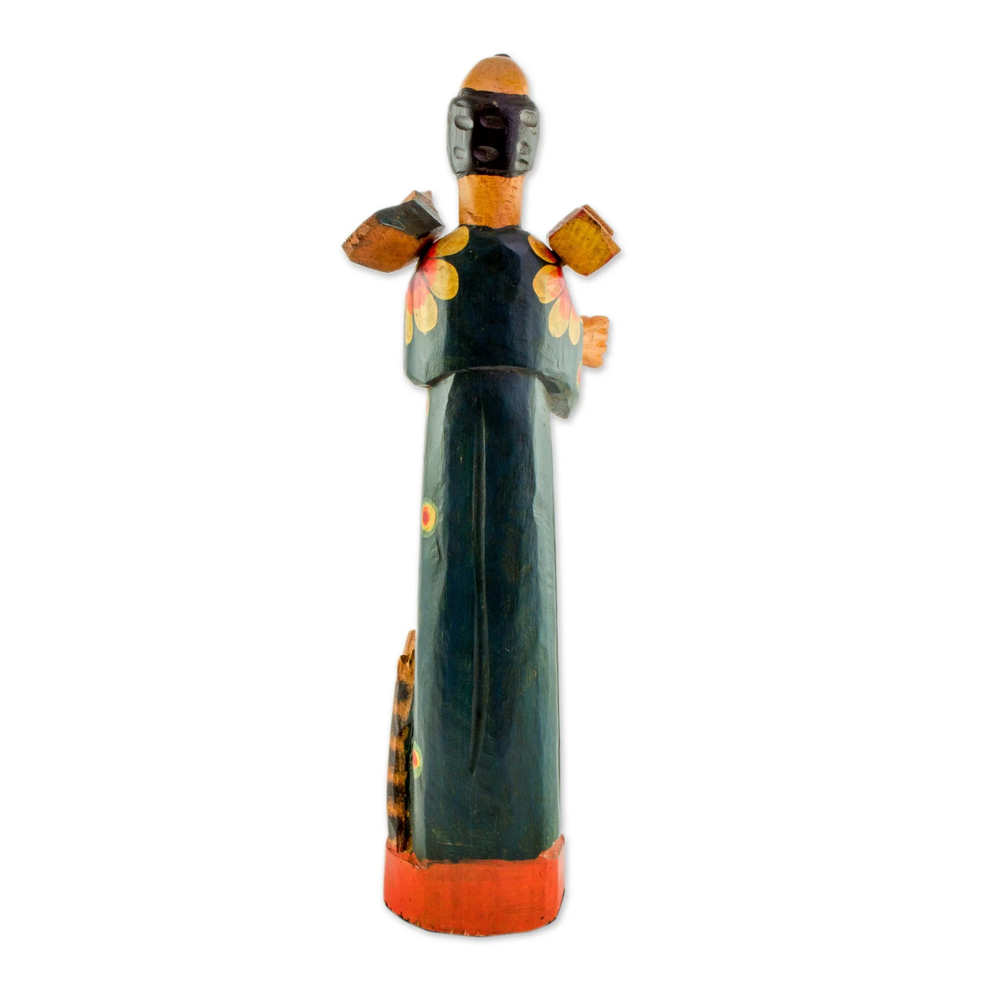 Reverent Saint Hand Painted Pinewood Sculpture of Saint Francis - Image 5