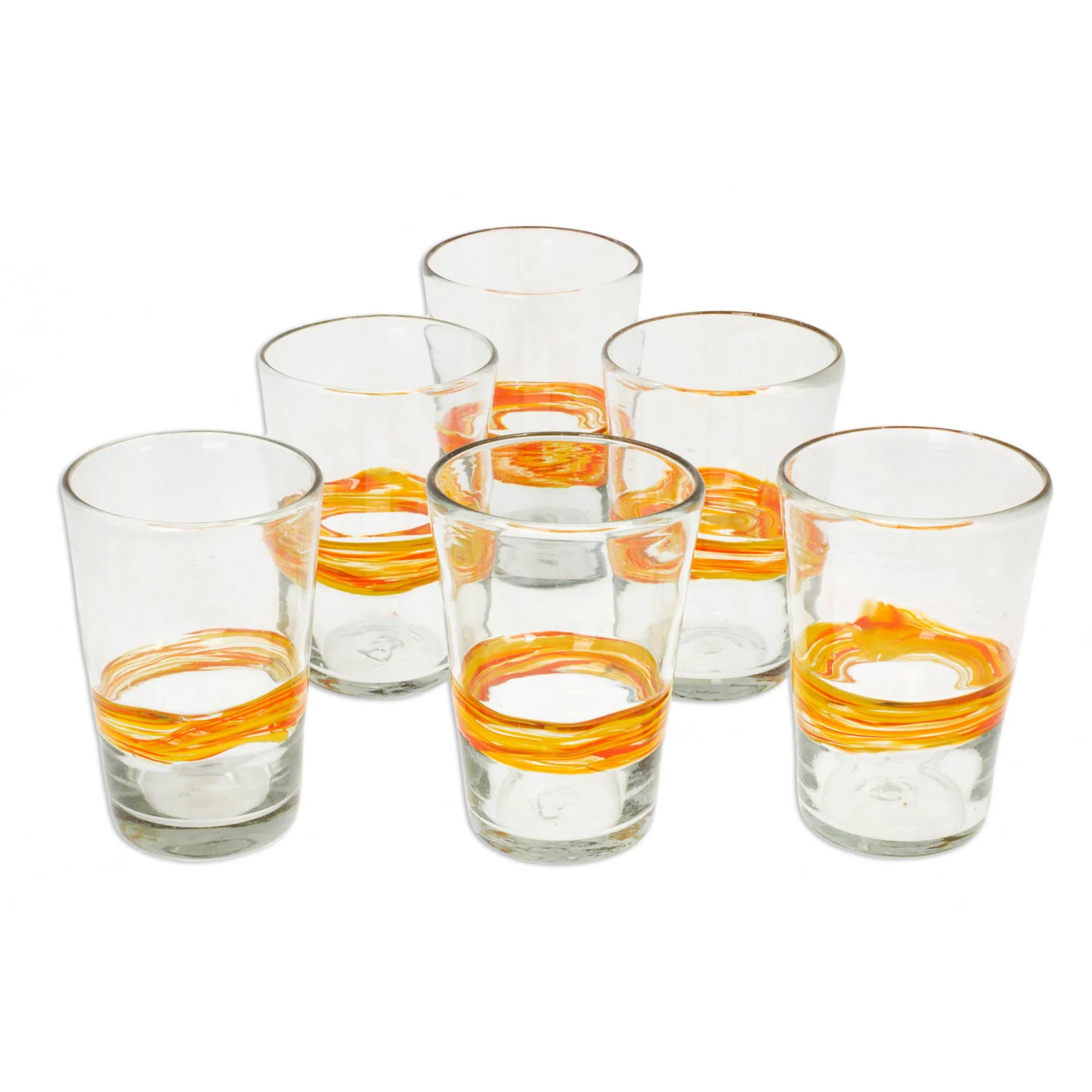 Ribbon of Sunshine Handblown Glass Recycled Striped Clear and Yellow Glasses - Image 2