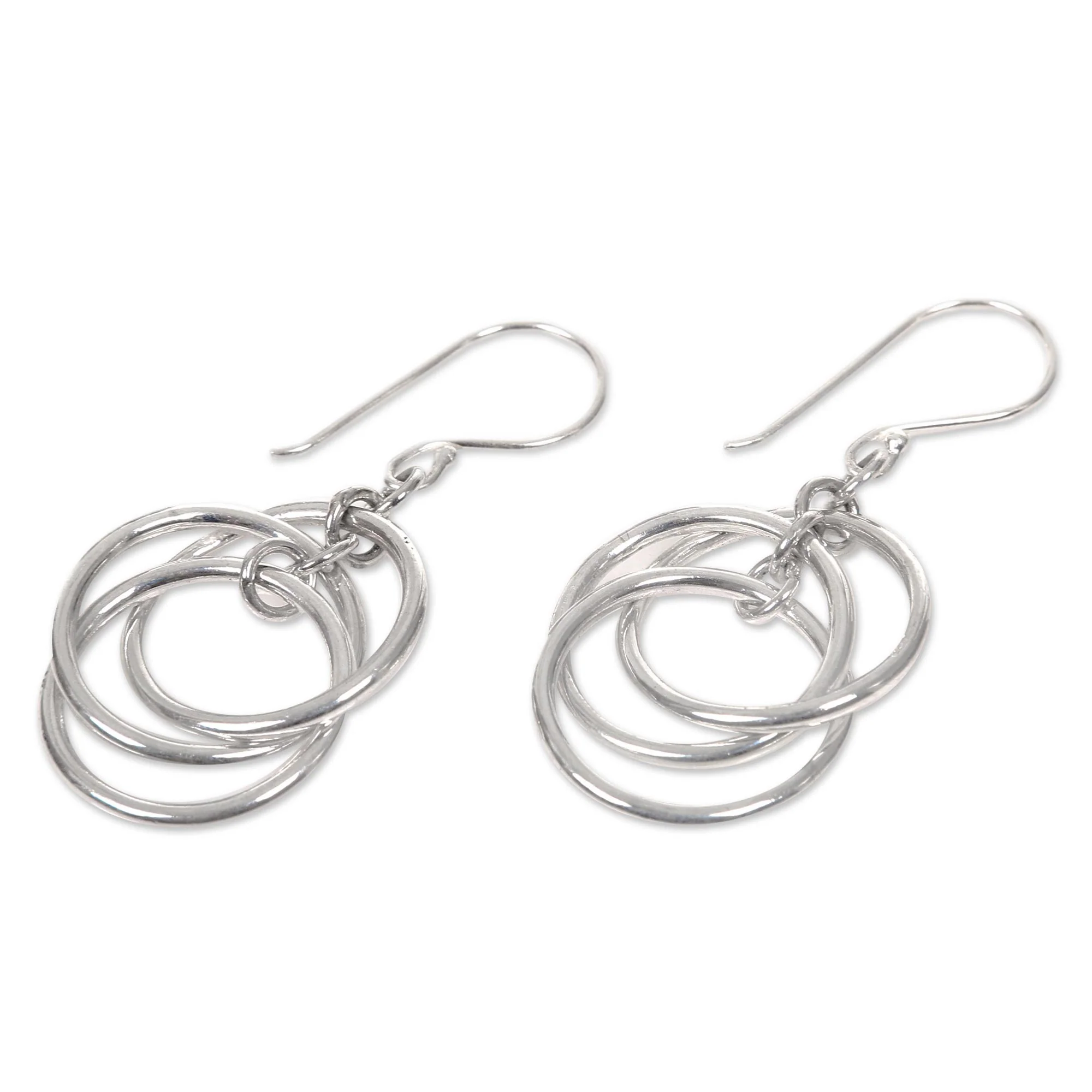 Ring Ring 3 Ring Sterling Silver Earrings - Image 3