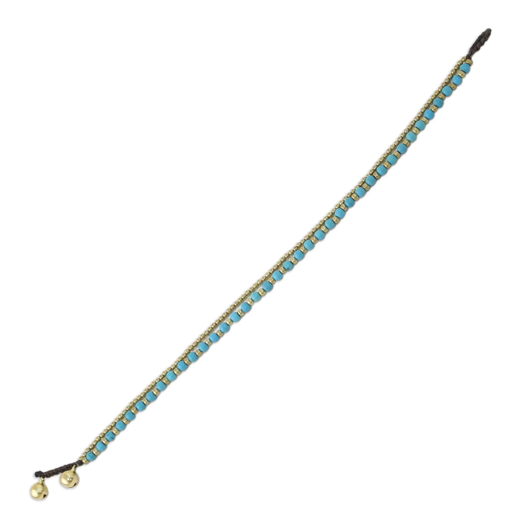 Ringing Beauty Brass and Calcite Beaded Anklet from Thailand - Image 5