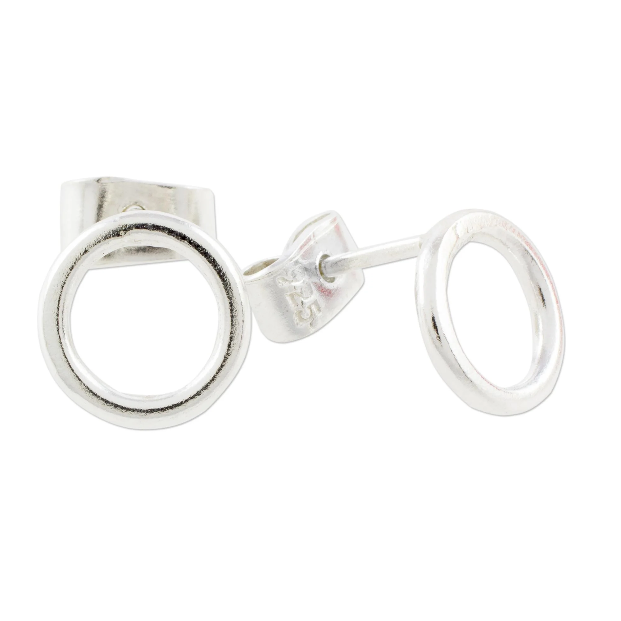 Rings of Harmony Circular Sterling Silver Stud Earrings from Guatemala - Image 4