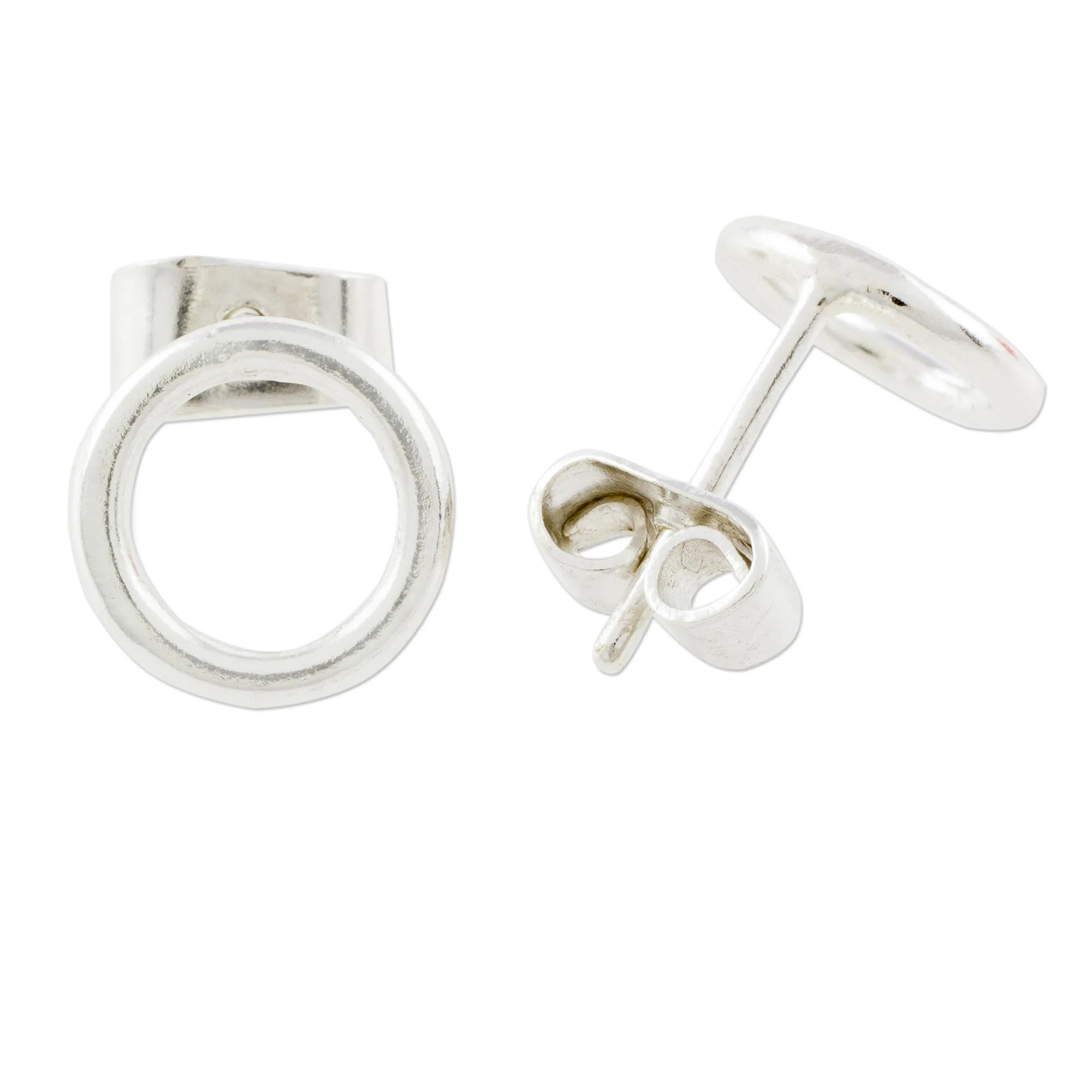 Rings of Harmony Circular Sterling Silver Stud Earrings from Guatemala - Image 5