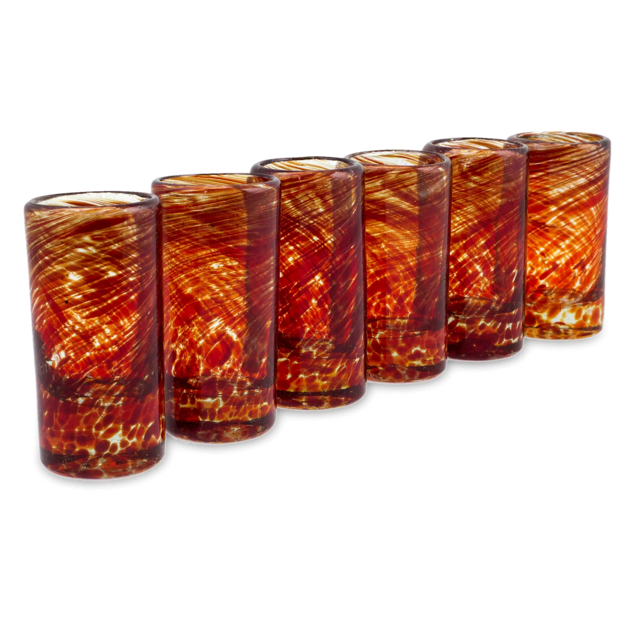 Ripe Ruby Swirl Recycled Glass Shot Glasses - Image 3