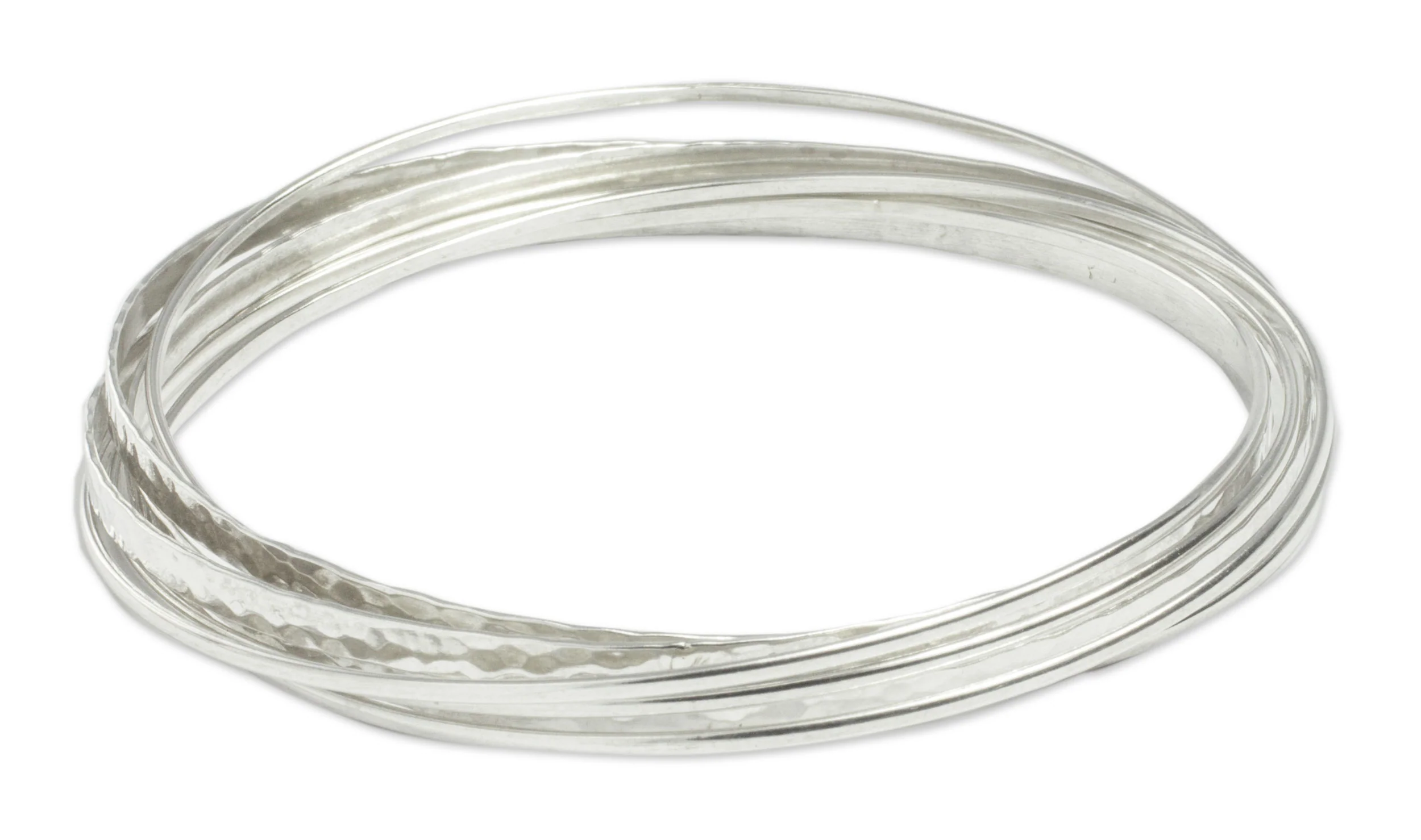 Rippled Water Taxco Sterling Silver Bangle Bracelet - Image 2