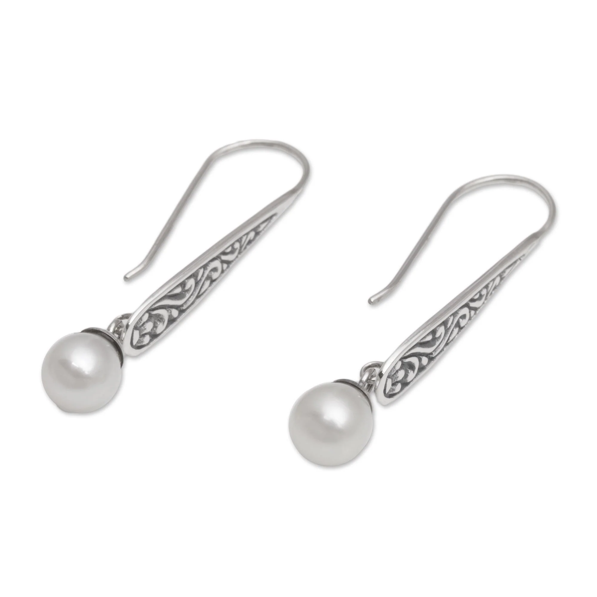 Rising Swirls Pearl & Sterling Silver Drop Earrings - Image 5
