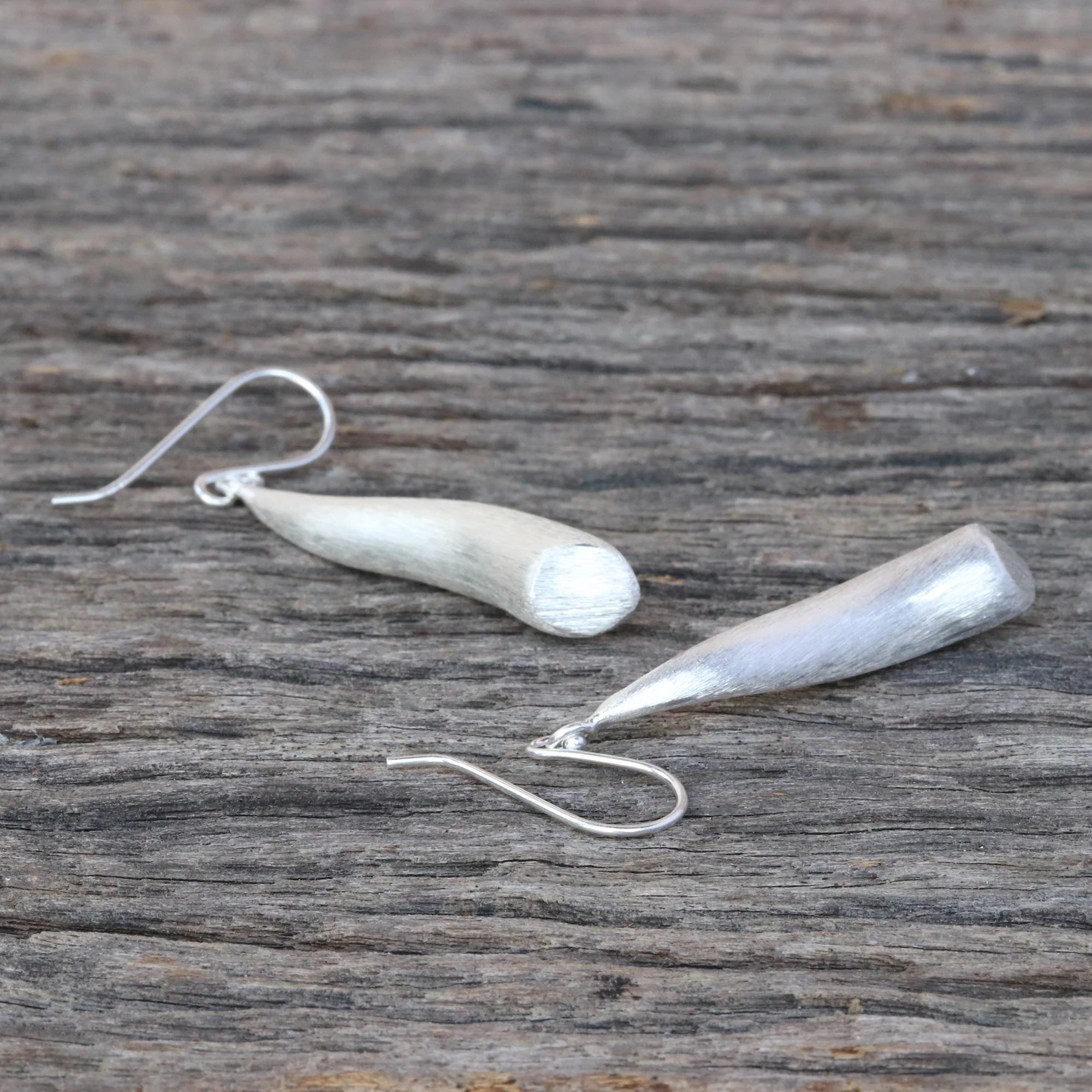 River in Chiang Mai Handcrafted Thai Sterling Silver Dangle Earrings - Image 3