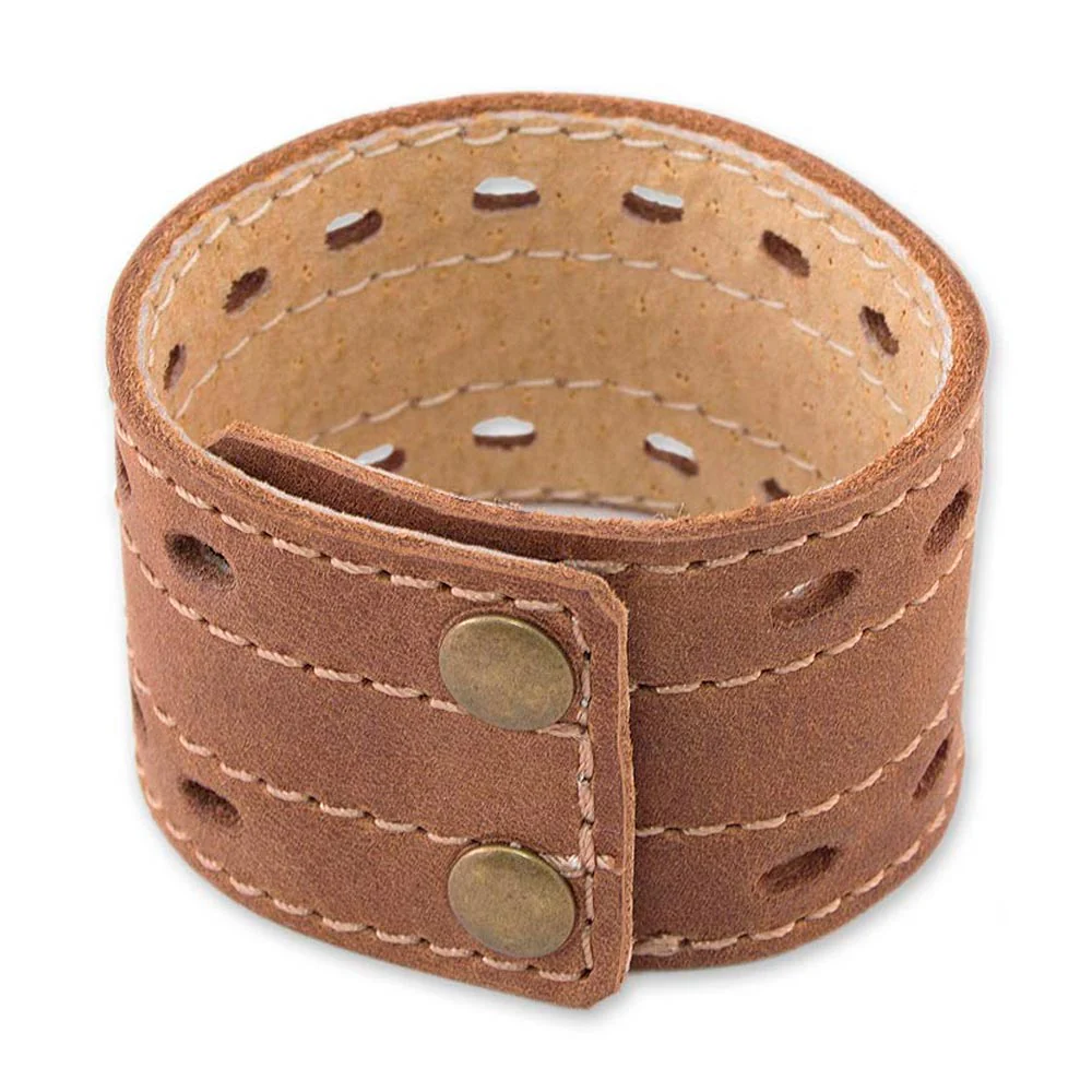 Riverbank Men's Leather Wristband Bracelet - Image 2