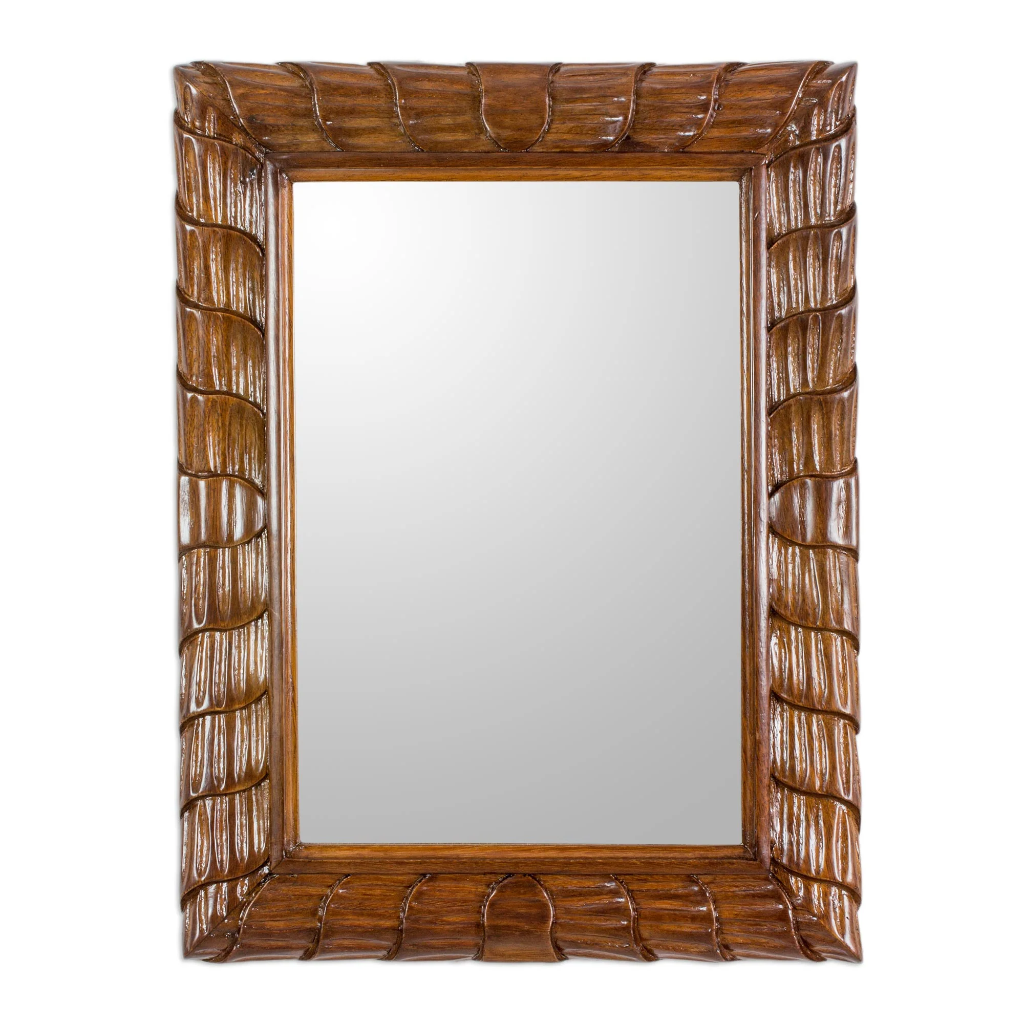 Rolling Waves Artisan Crafted Sustainable Wood Wall Mirror from Guatemala - Image 2