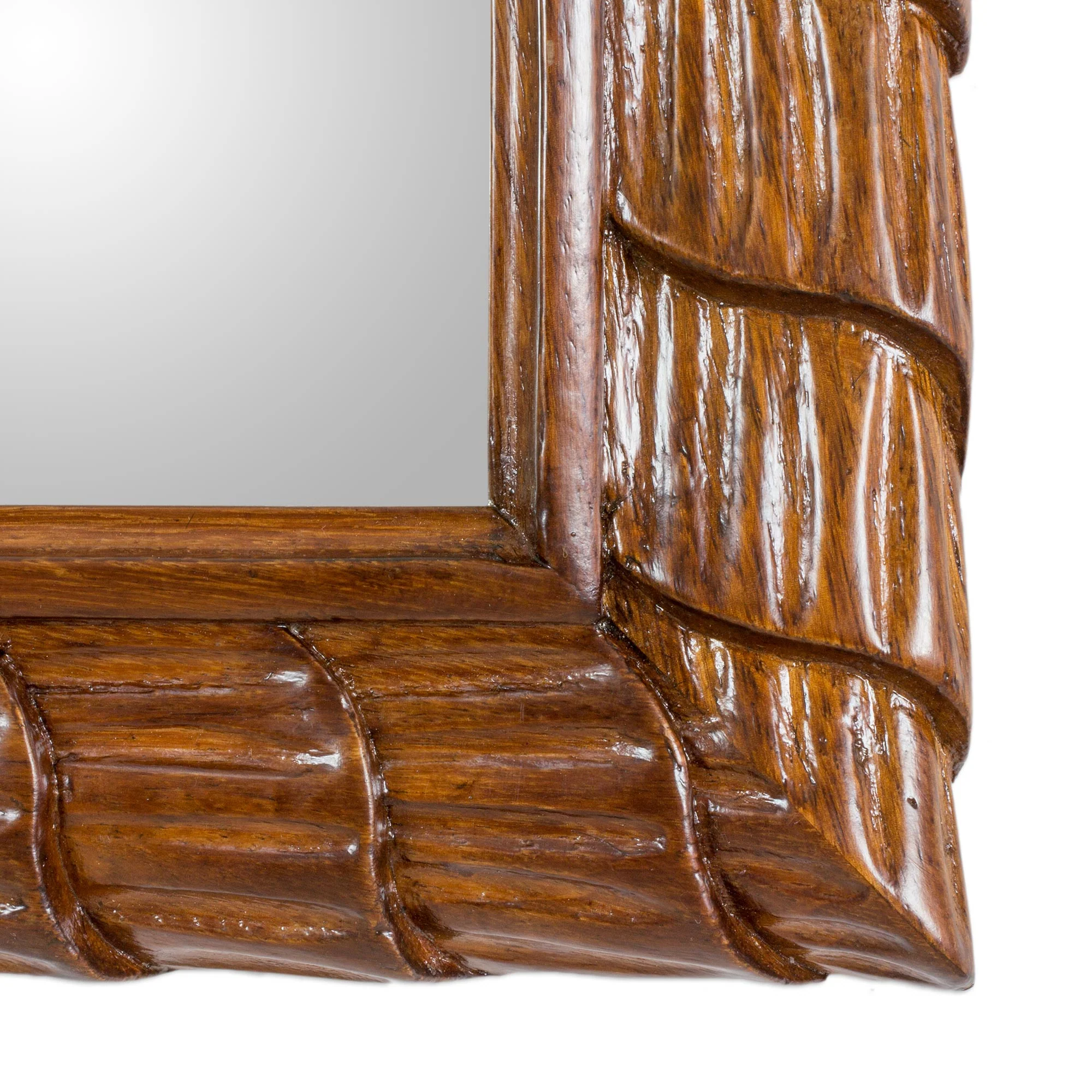 Rolling Waves Artisan Crafted Sustainable Wood Wall Mirror from Guatemala - Image 3