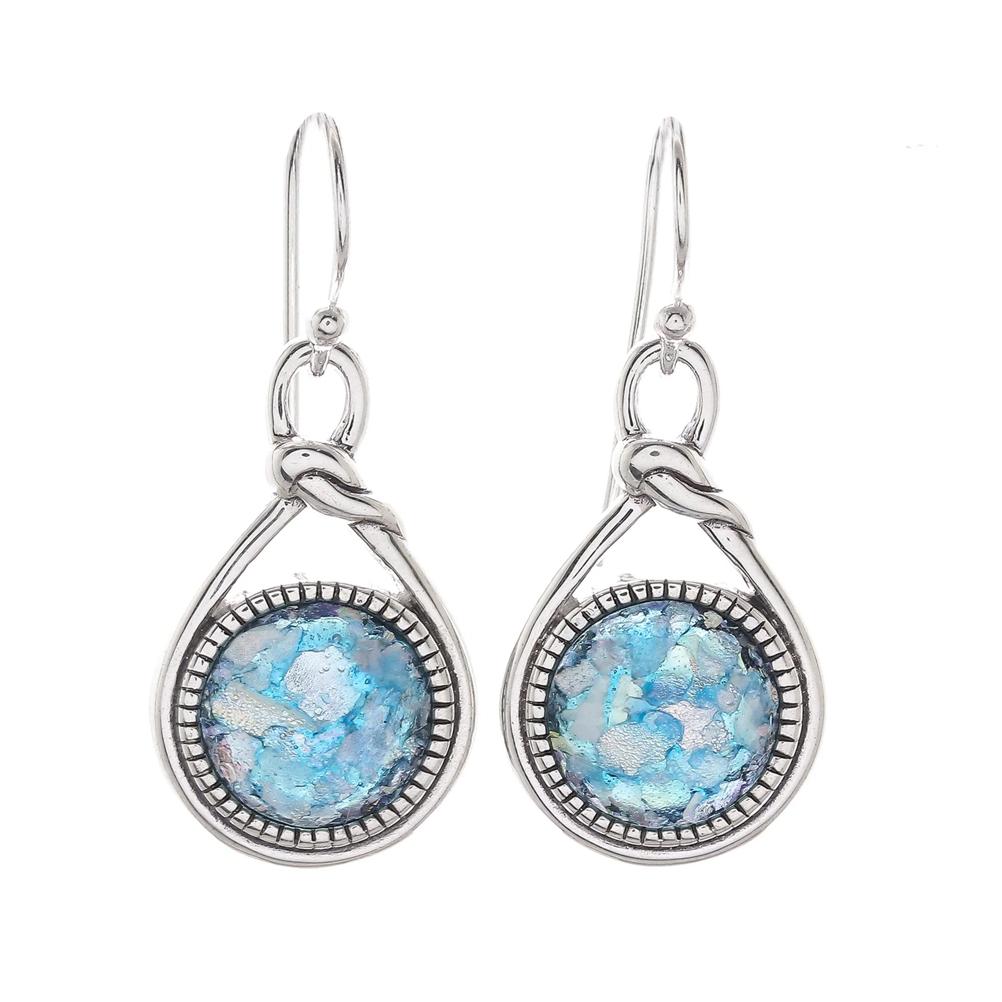 Roman Knot Knot Pattern Roman Glass Dangle Earrings from Thailand - Image 2