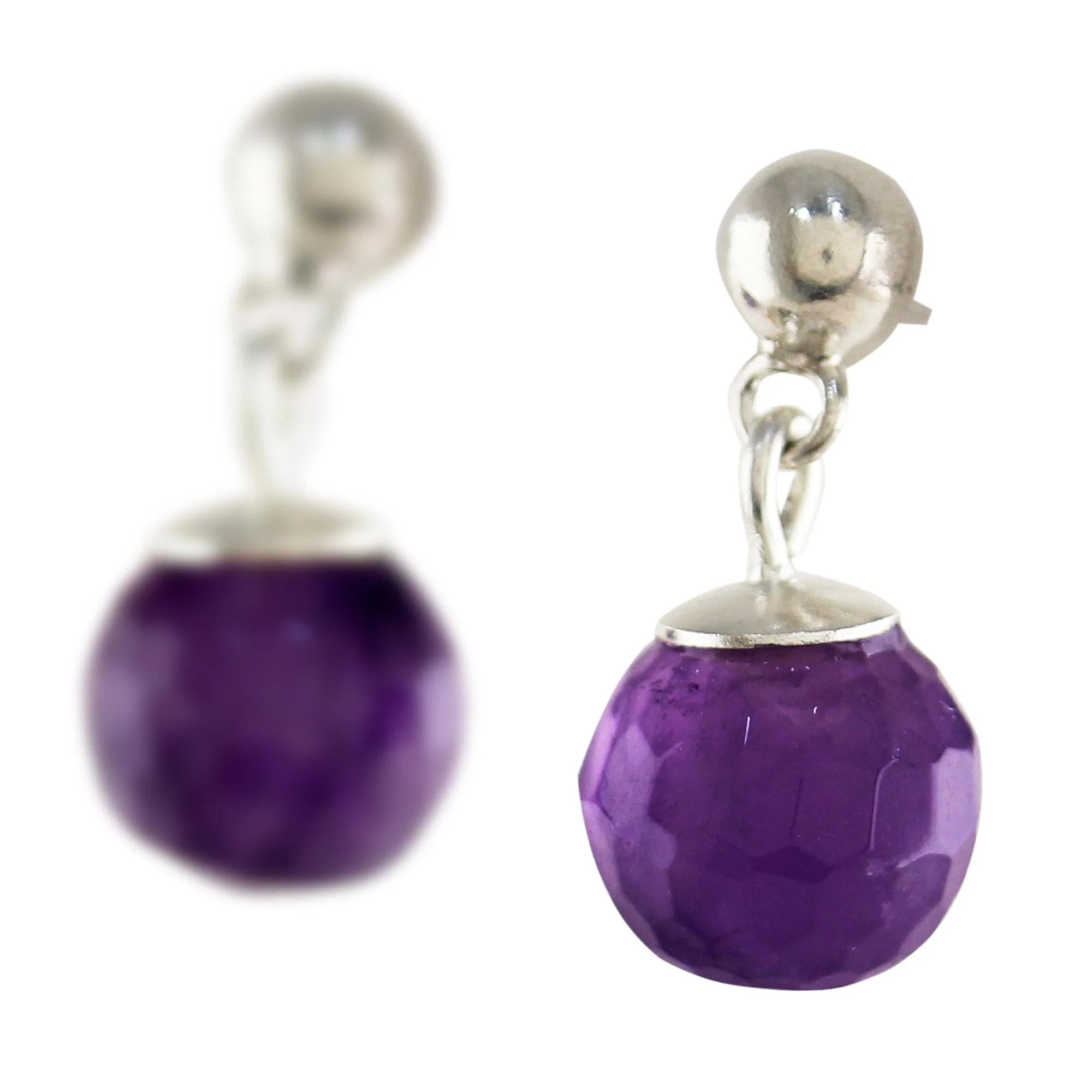 Romantic Night Faceted Amethyst Sterling Silver Dangle Earrings Thailand - Image 5