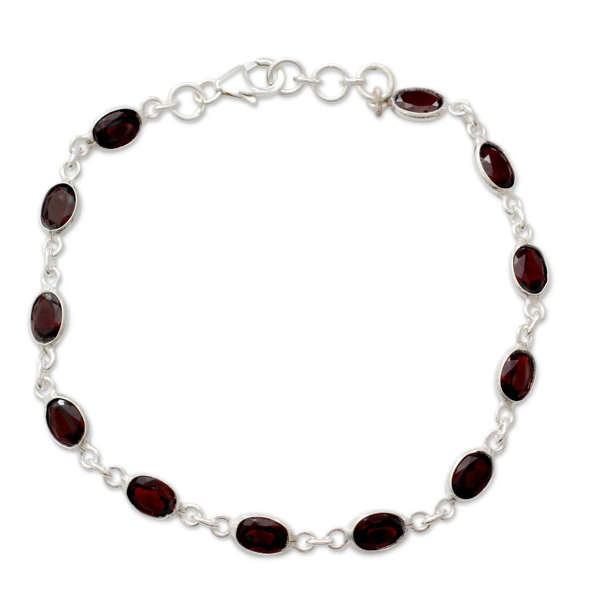 Romantic Red Garnet Silver Tennis Bracelet - Image 2