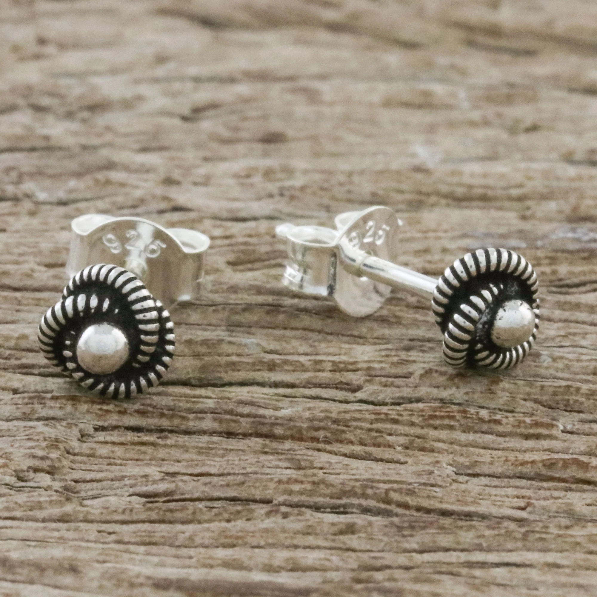 Rope Cyclones Spiral Motif Sterling Silver Stud Earrings from Thailand - Image 3