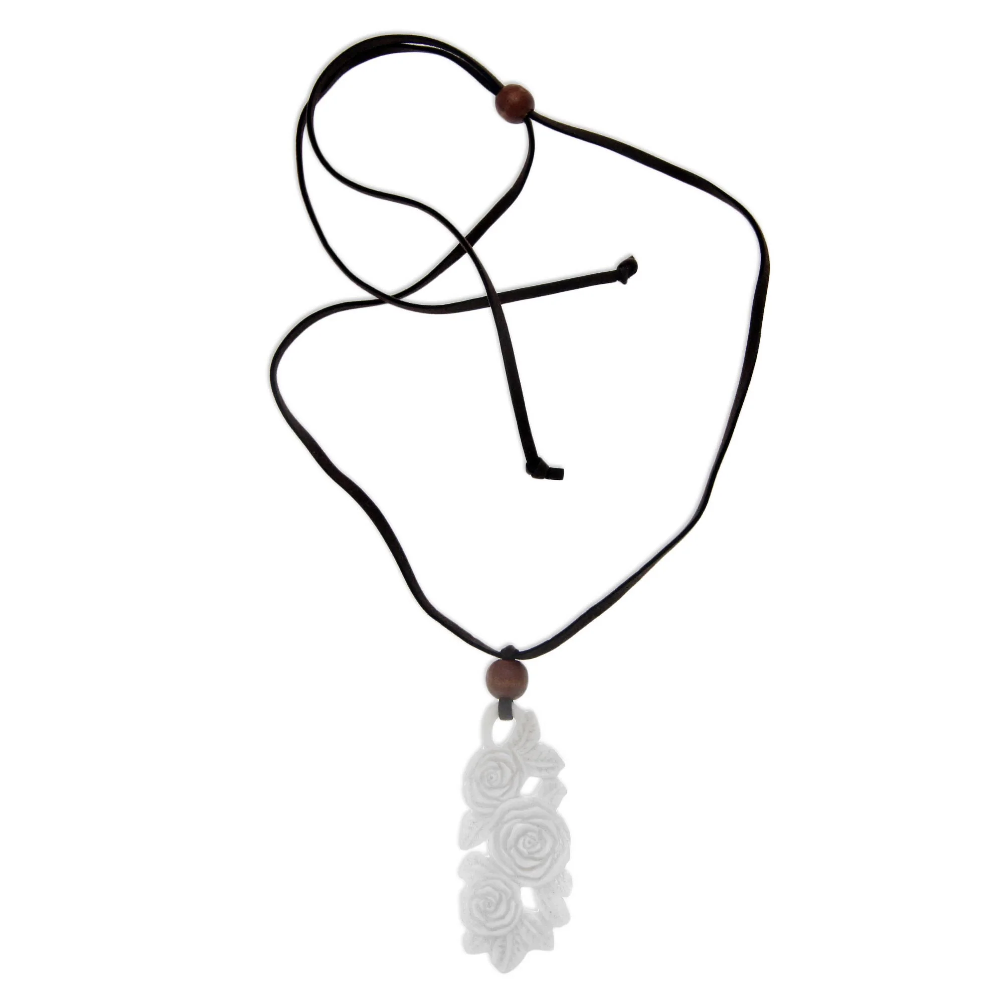 Rose Bouquet Carved Cow Bone Flower Necklace - Image 4