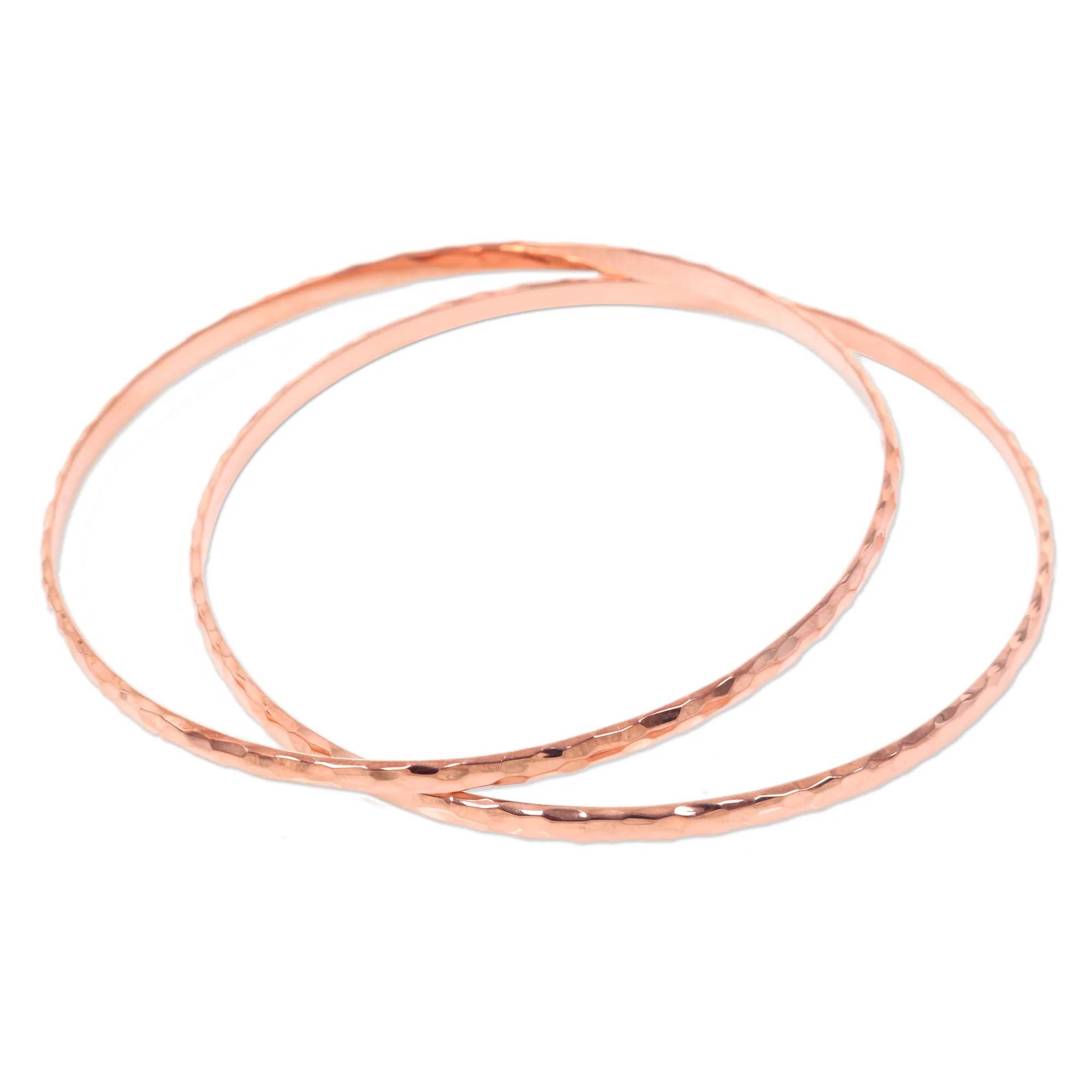 Rose Gold Mosaic' Women's Gold Plated Silver Bangle Bracelets from Bali (Pair) - Image 2