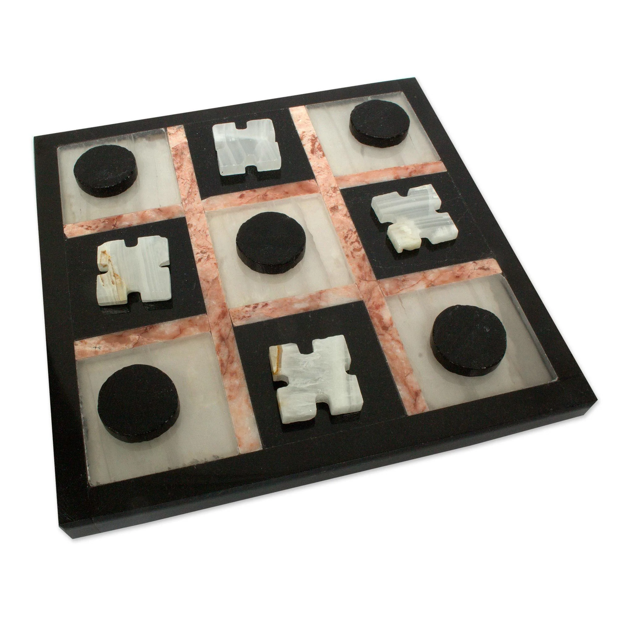 Rose On Black Marble Tic-Tac-Toe Game Set - Image 2