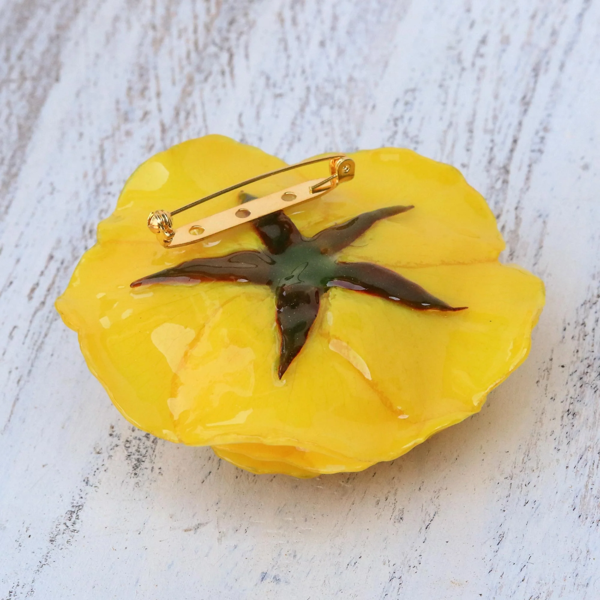 Rosy Mood in Yellow Flower Brooch - Image 2
