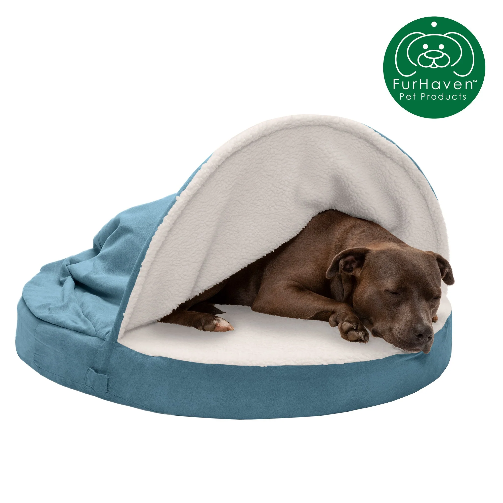 Round Faux Sheepskin Snuggery Pet Bed - Image 14