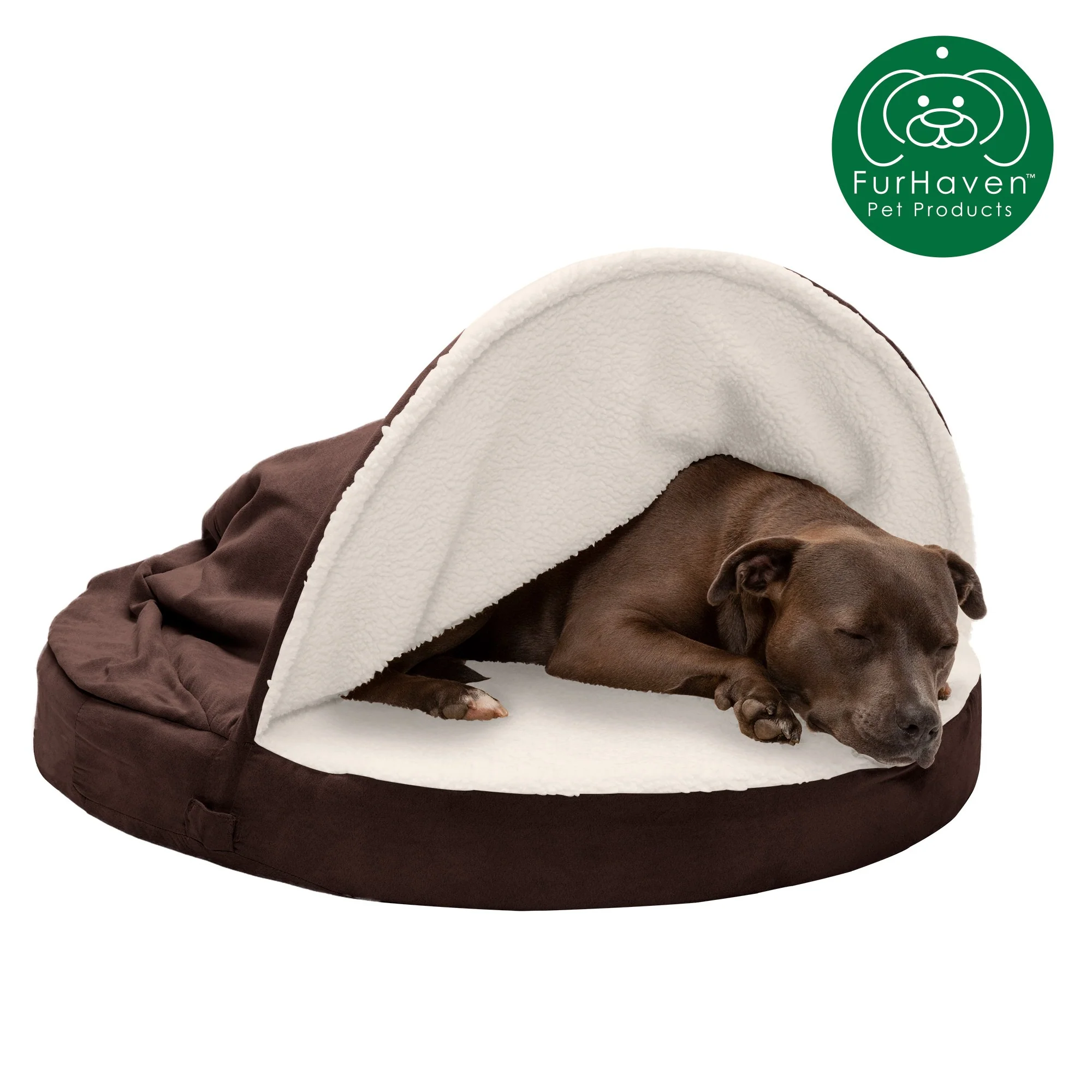 Round Faux Sheepskin Snuggery Pet Bed - Image 6