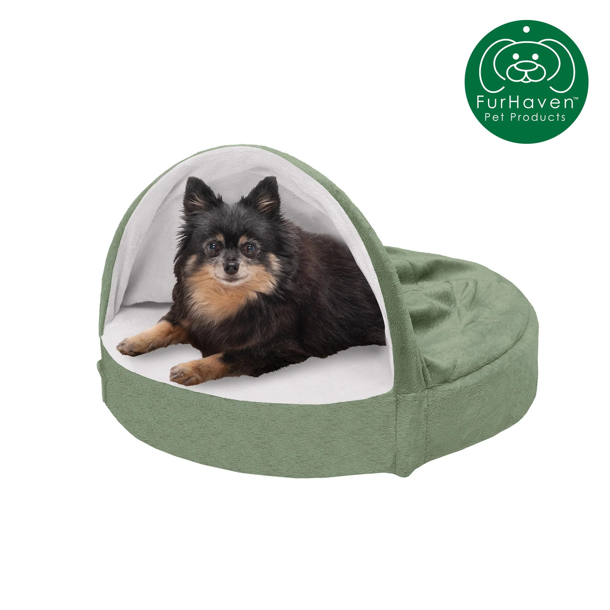 Round Microvelvet Snuggery Burrow Pet Bed - Image 9