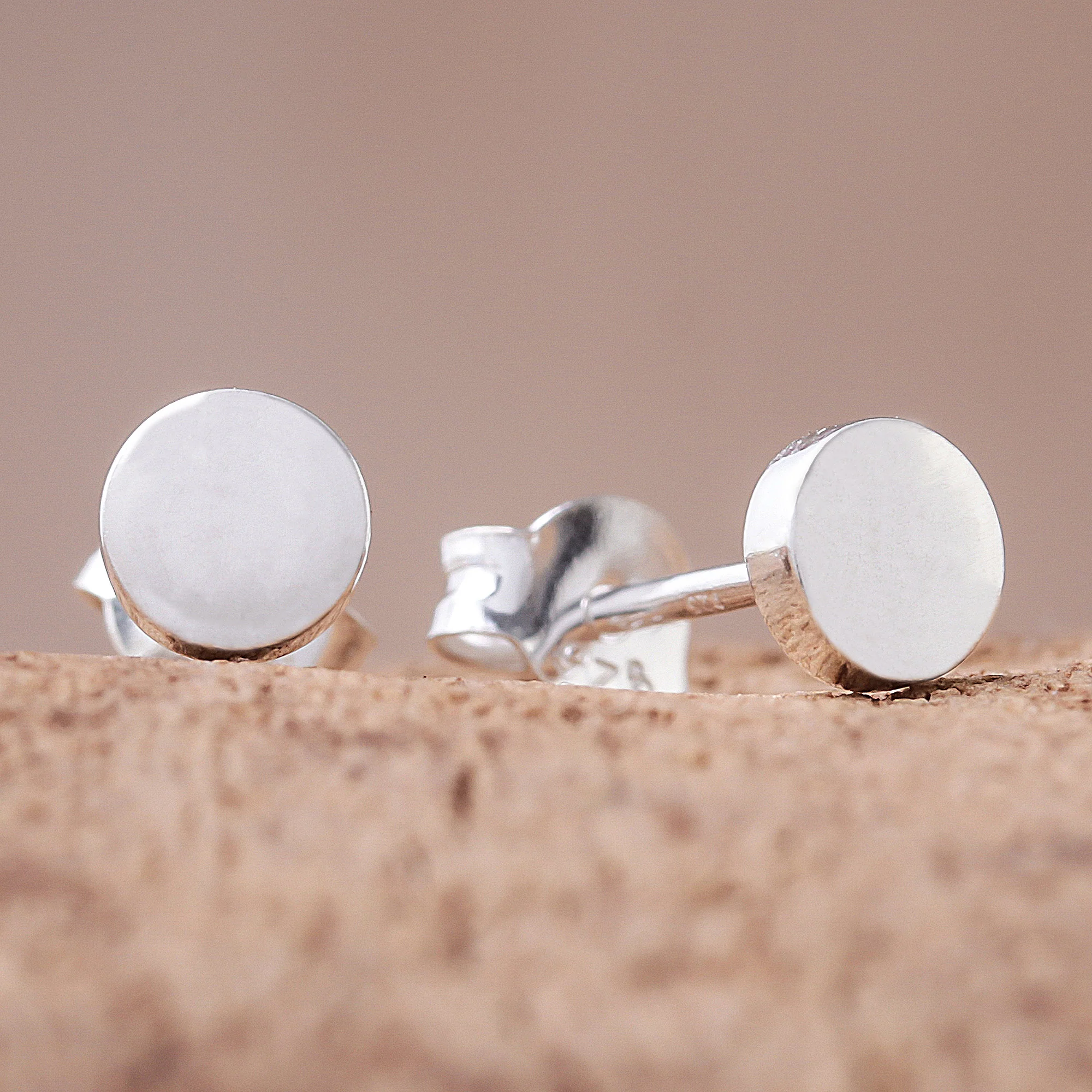Round Simplicity Round Sterling Silver Stud Earrings from Thailand - Image 3