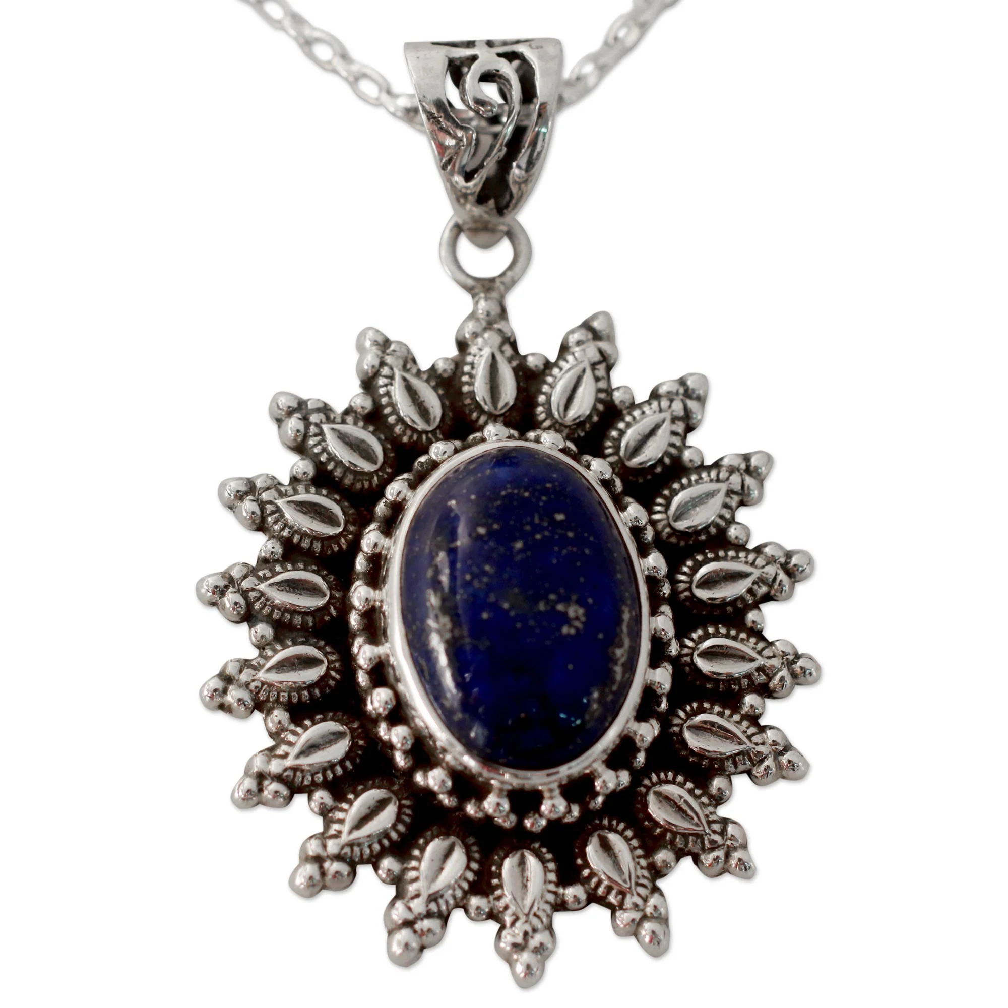 Royal Allure Artisan Crafted Lapis Lazuli and Silver Pendant Necklace - Image 3