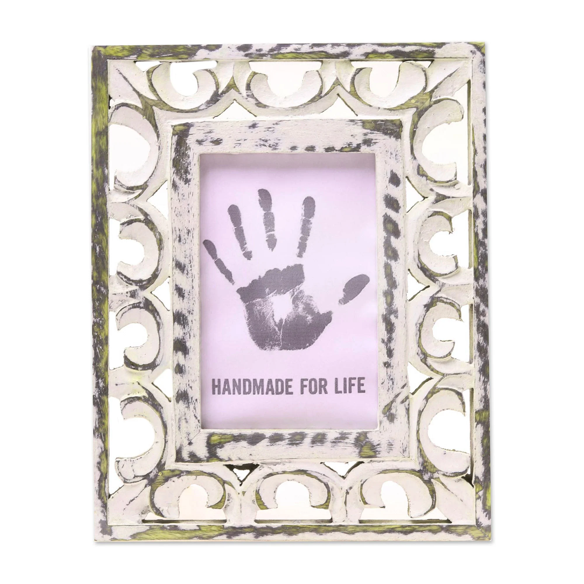 Royal Archway 4x6 Distressed Ornate Mango Wood Cream Photo Frame - Image 2