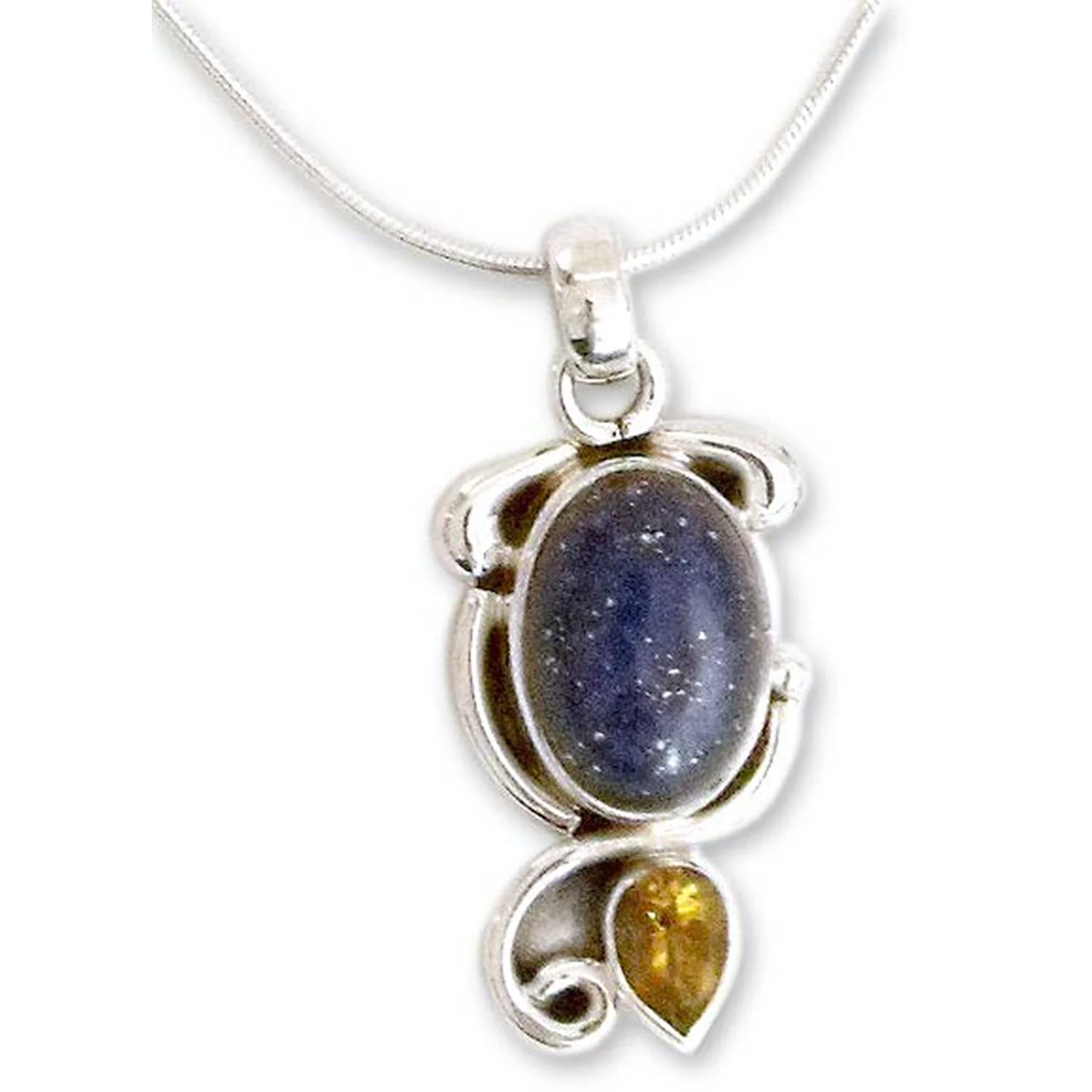 Royal Charm Indian Necklace with Lapis Citrine and Sterling Silver - Image 2